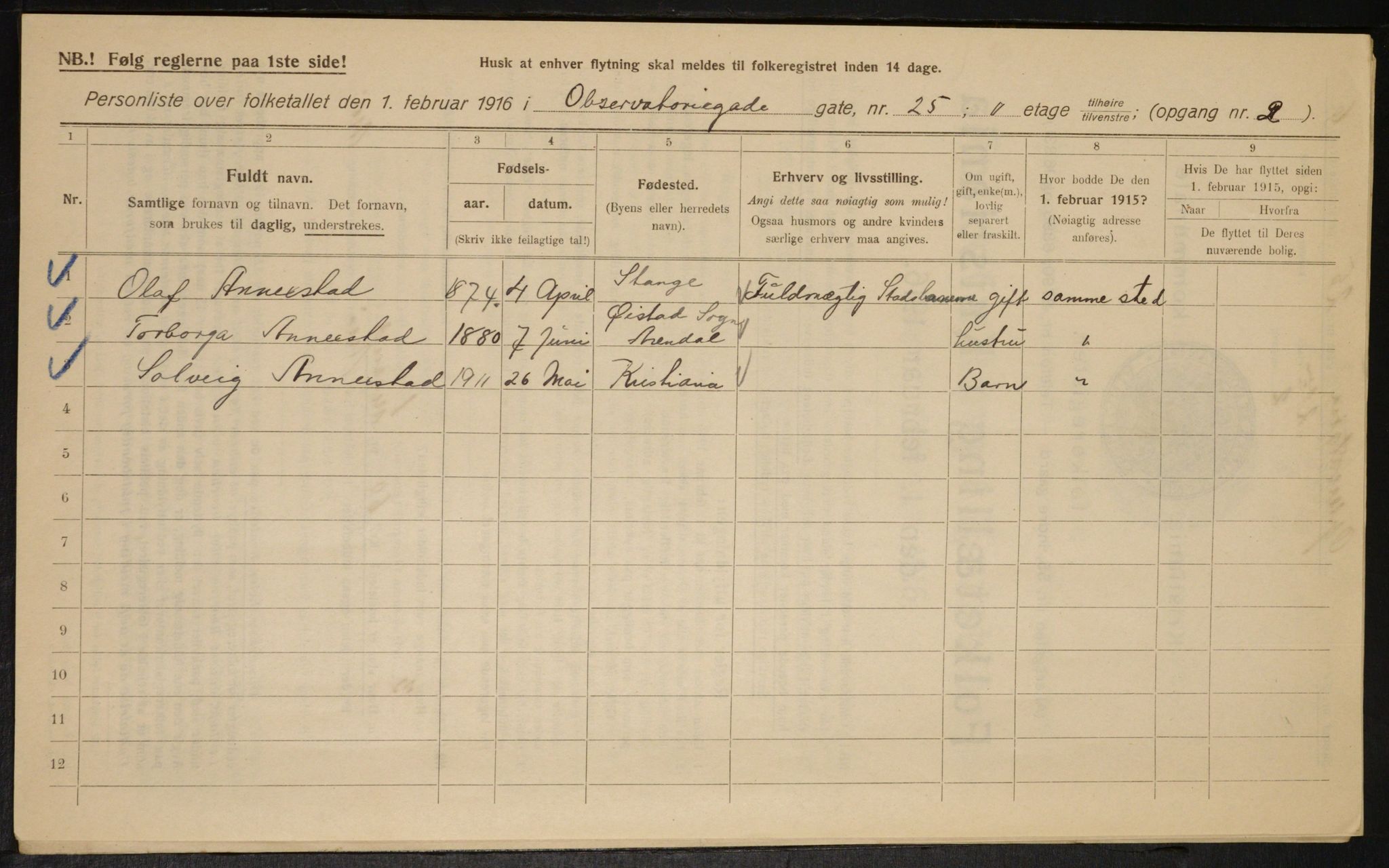 OBA, Municipal Census 1916 for Kristiania, 1916, p. 76138