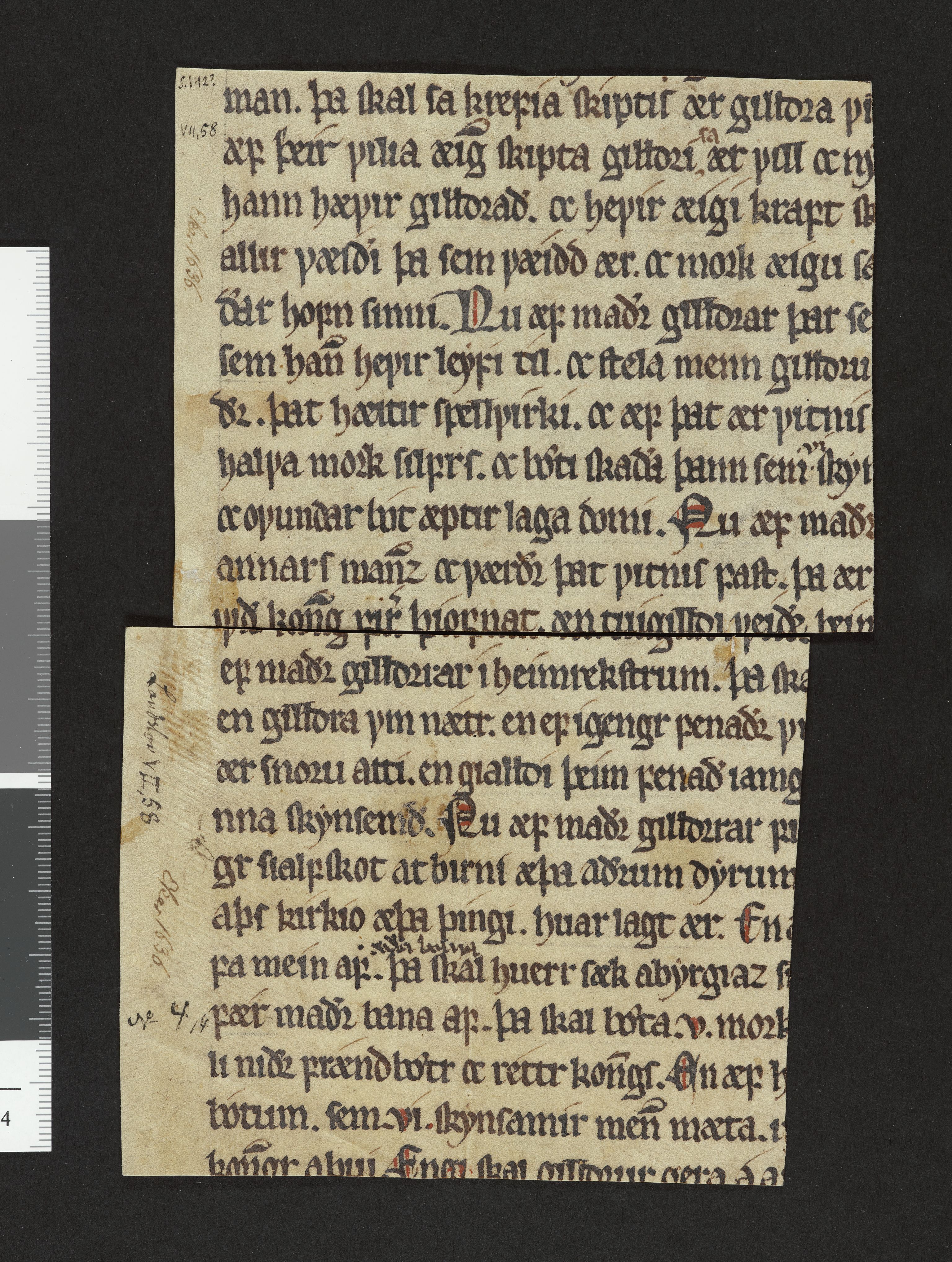 Riksarkivets diplomsamling, AV/RA-EA-5965/F26/L0002: Norrøne membranfragmenter bestand 2-9 (10), 1100-1536, p. 105