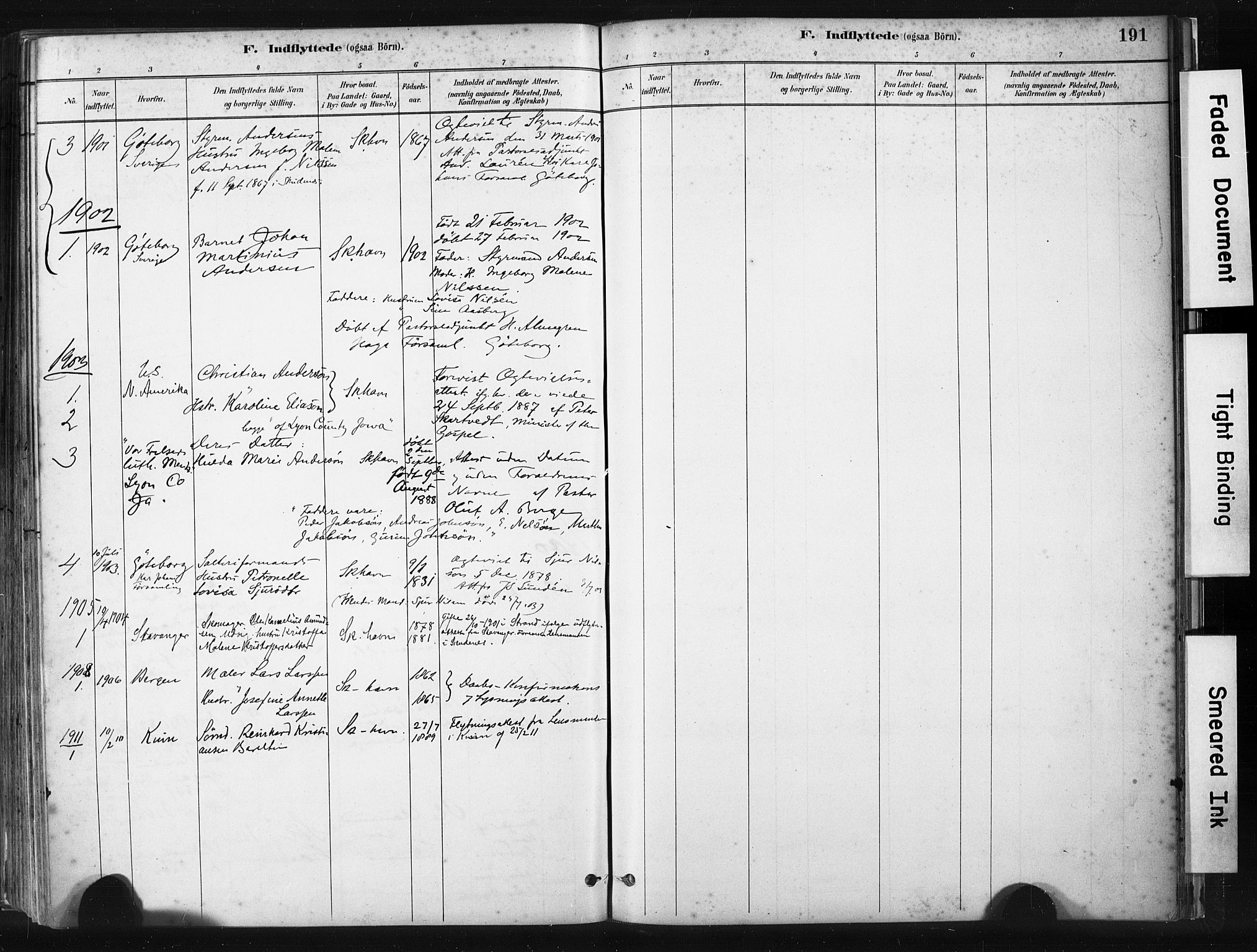 Skudenes sokneprestkontor, SAST/A -101849/H/Ha/Haa/L0008: Parish register (official) no. A 5, 1882-1912, p. 191