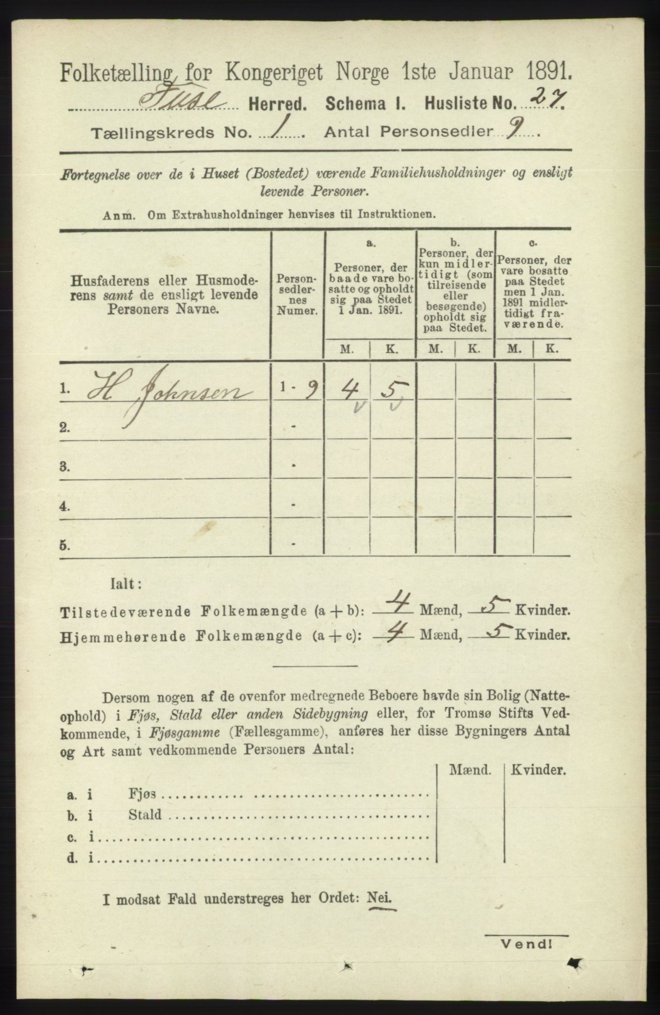 RA, 1891 census for 1241 Fusa, 1891, p. 68