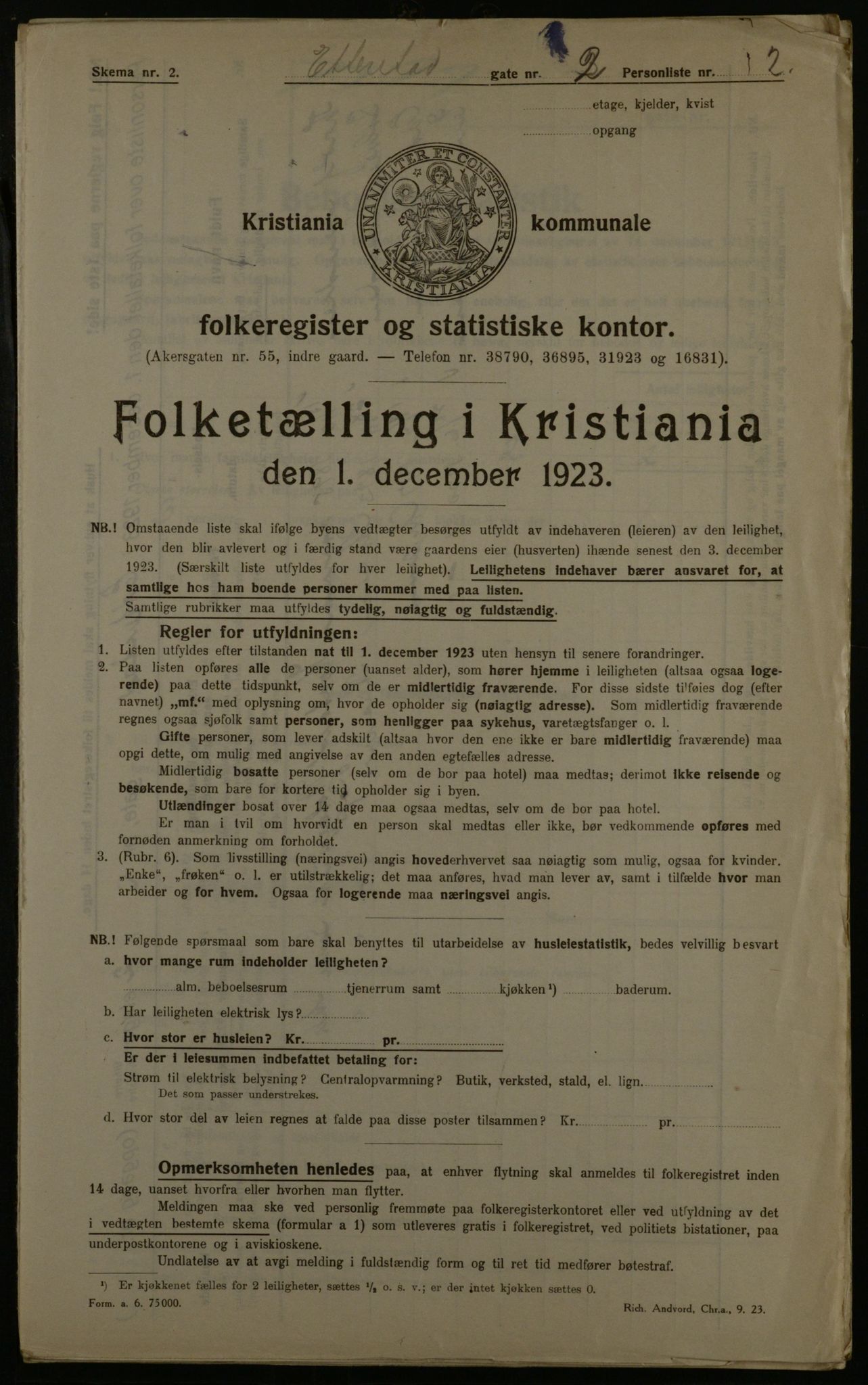 OBA, Municipal Census 1923 for Kristiania, 1923, p. 25253