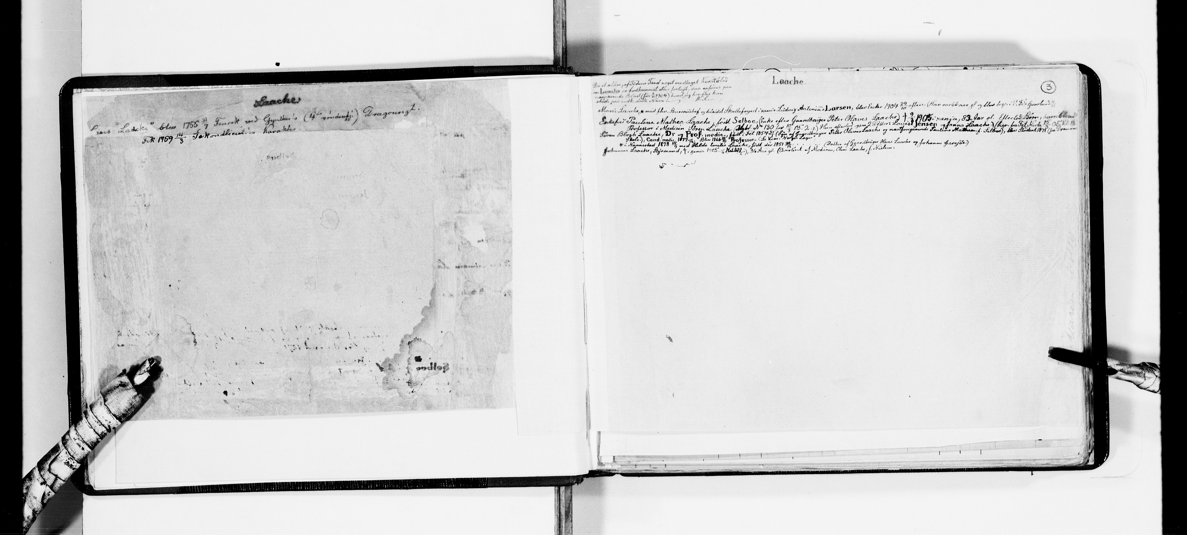 Lassens samlinger, AV/RA-PA-0051/F/Fa/L0025: Personalhistoriske og genealogiske opptegnelser: Laache - Lauw, 1500-1907