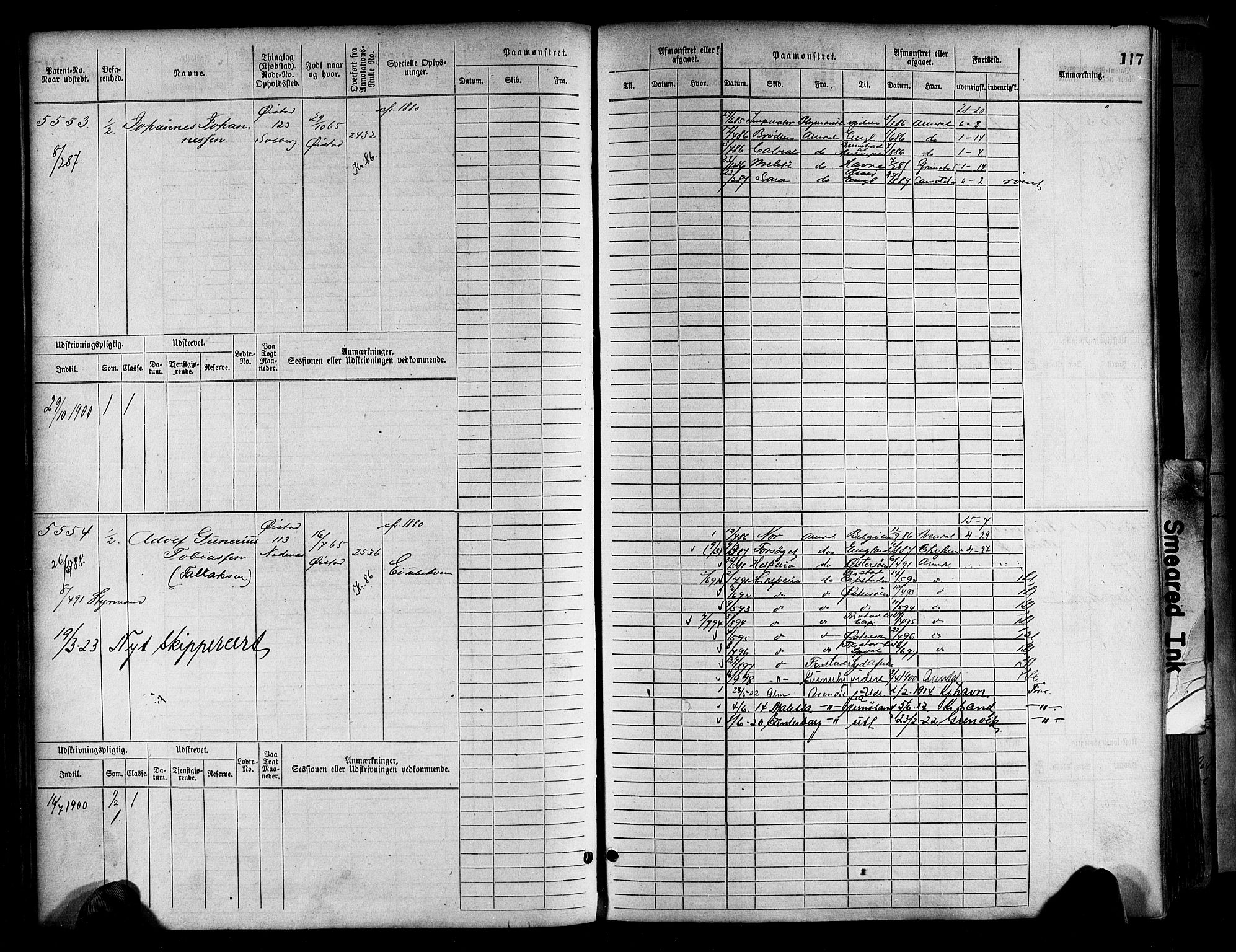 Arendal mønstringskrets, AV/SAK-2031-0012/F/Fb/L0017: Hovedrulle A nr 5323-6076, S-15, 1884-1892, p. 117