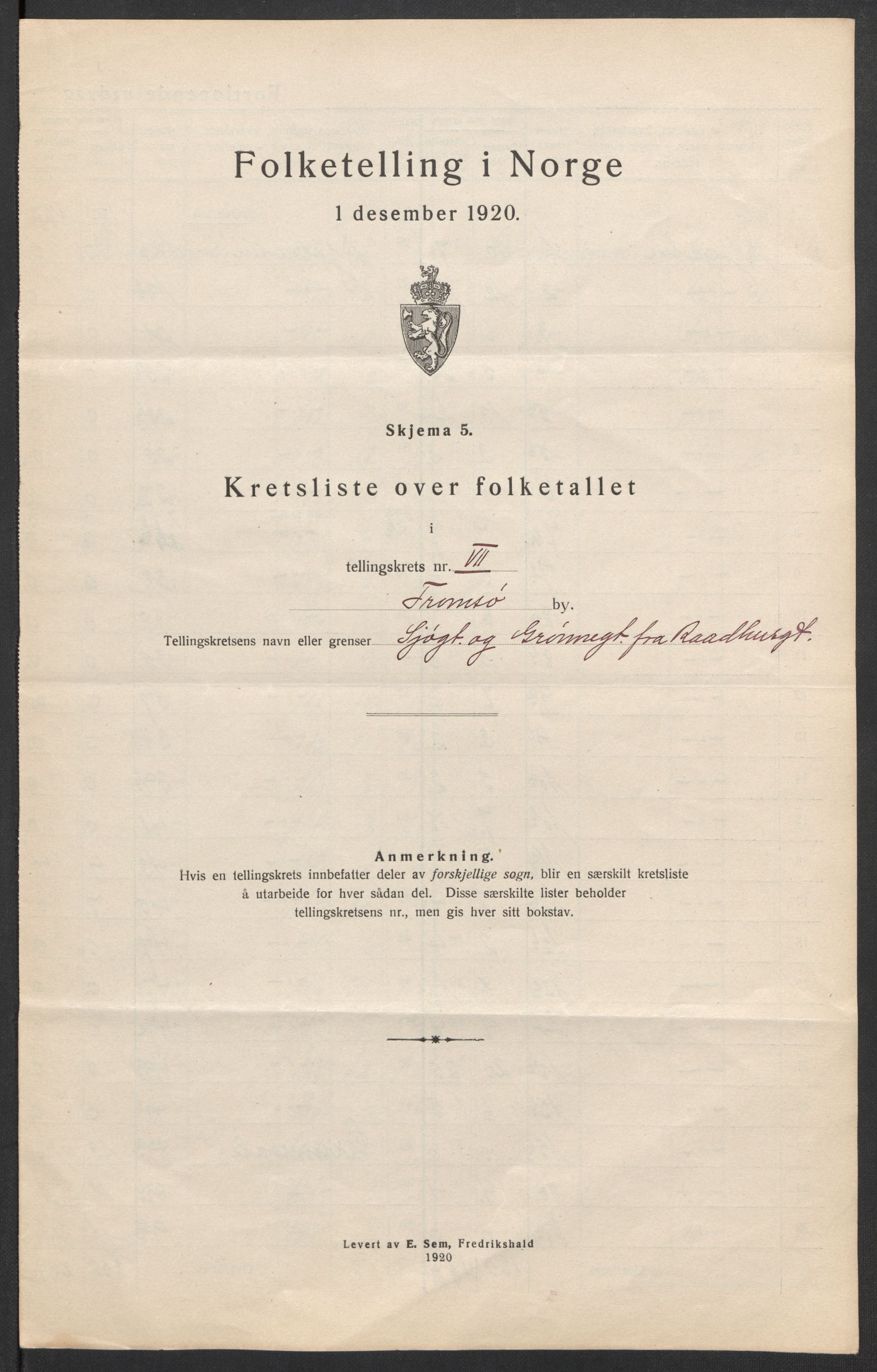 SATØ, 1920 census for Tromsø, 1920, p. 23