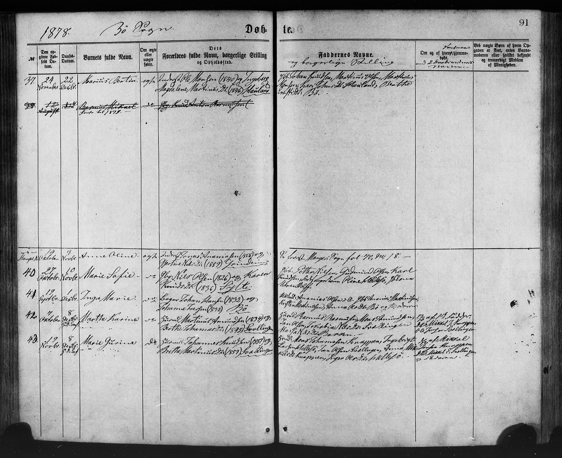 Manger sokneprestembete, SAB/A-76801/H/Haa: Parish register (official) no. A 8, 1871-1880, p. 91