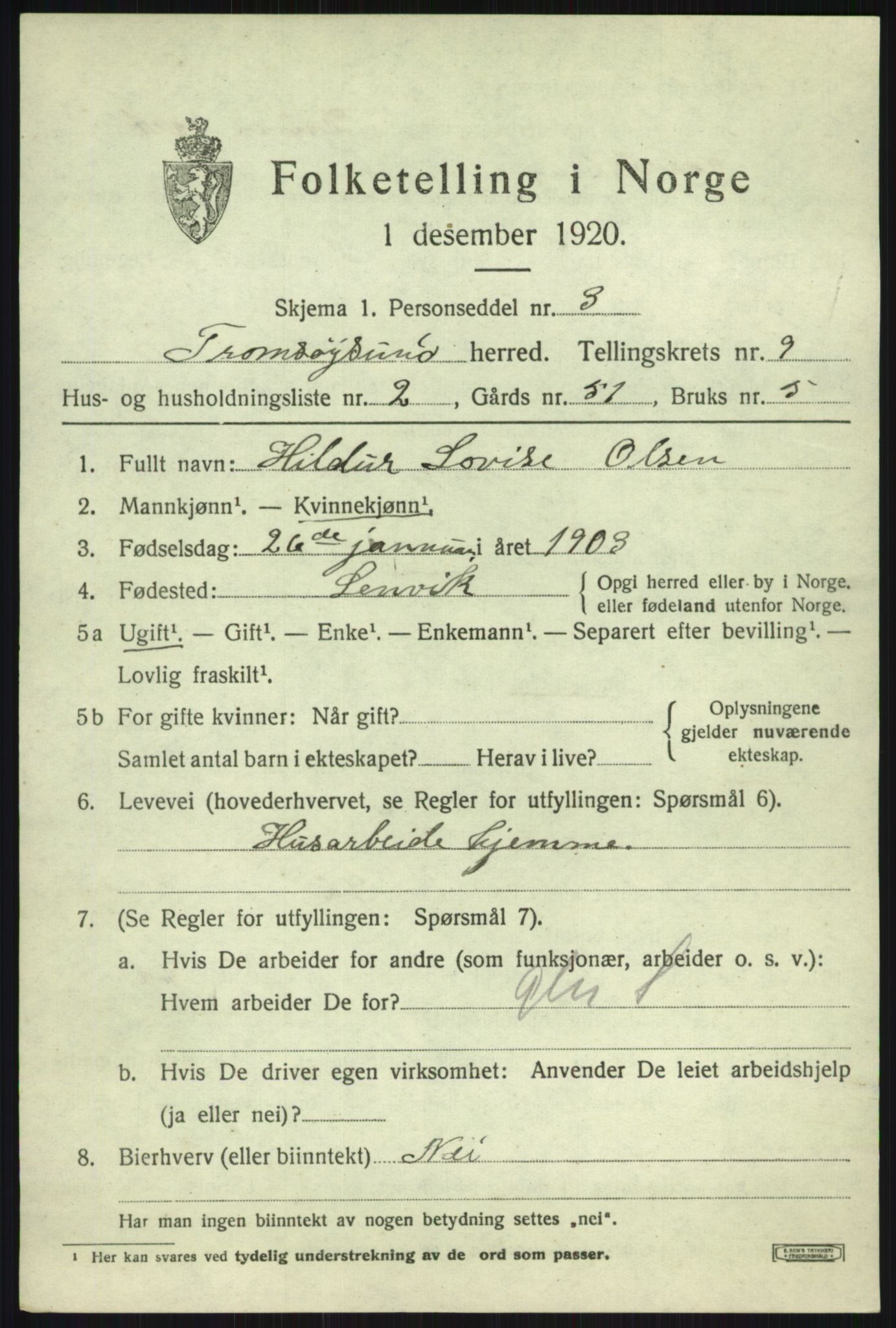 SATØ, 1920 census for Tromsøysund, 1920, p. 6532