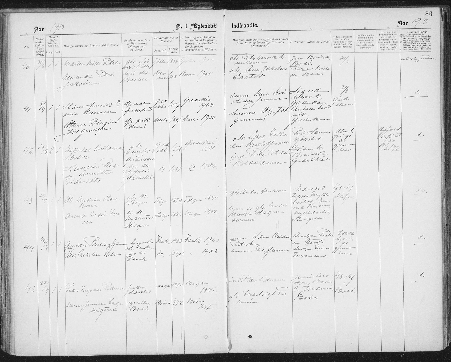 Ministerialprotokoller, klokkerbøker og fødselsregistre - Nordland, AV/SAT-A-1459/801/L0012: Parish register (official) no. 801A12, 1900-1916, p. 86