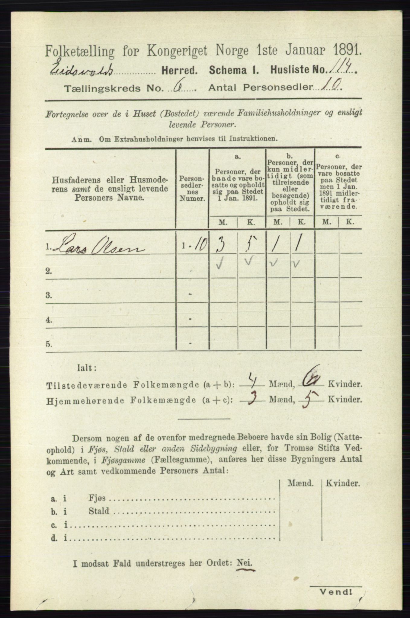 RA, 1891 census for 0237 Eidsvoll, 1891, p. 3773