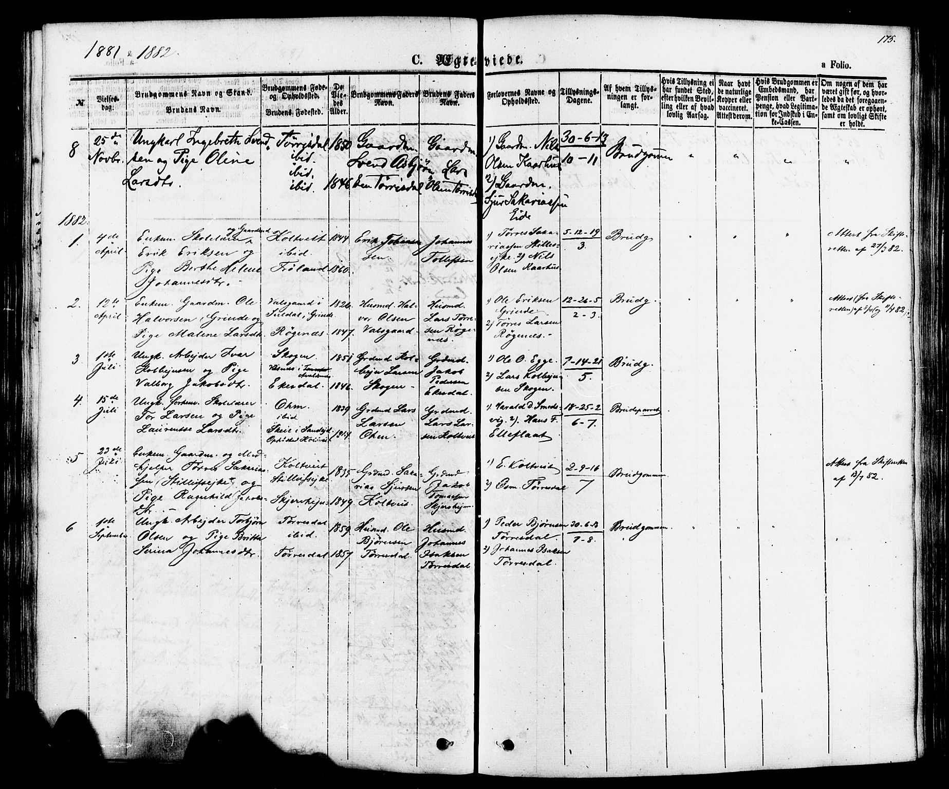 Skjold sokneprestkontor, AV/SAST-A-101847/H/Ha/Haa/L0007: Parish register (official) no. A 7, 1857-1882, p. 175