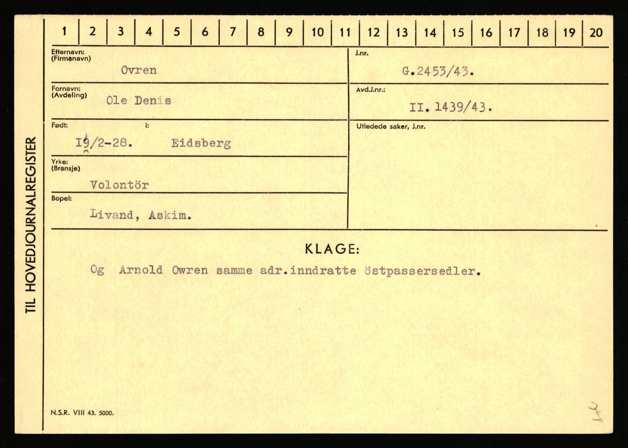 Statspolitiet - Hovedkontoret / Osloavdelingen, AV/RA-S-1329/C/Ca/L0012: Oanæs - Quistgaard	, 1943-1945, p. 2860