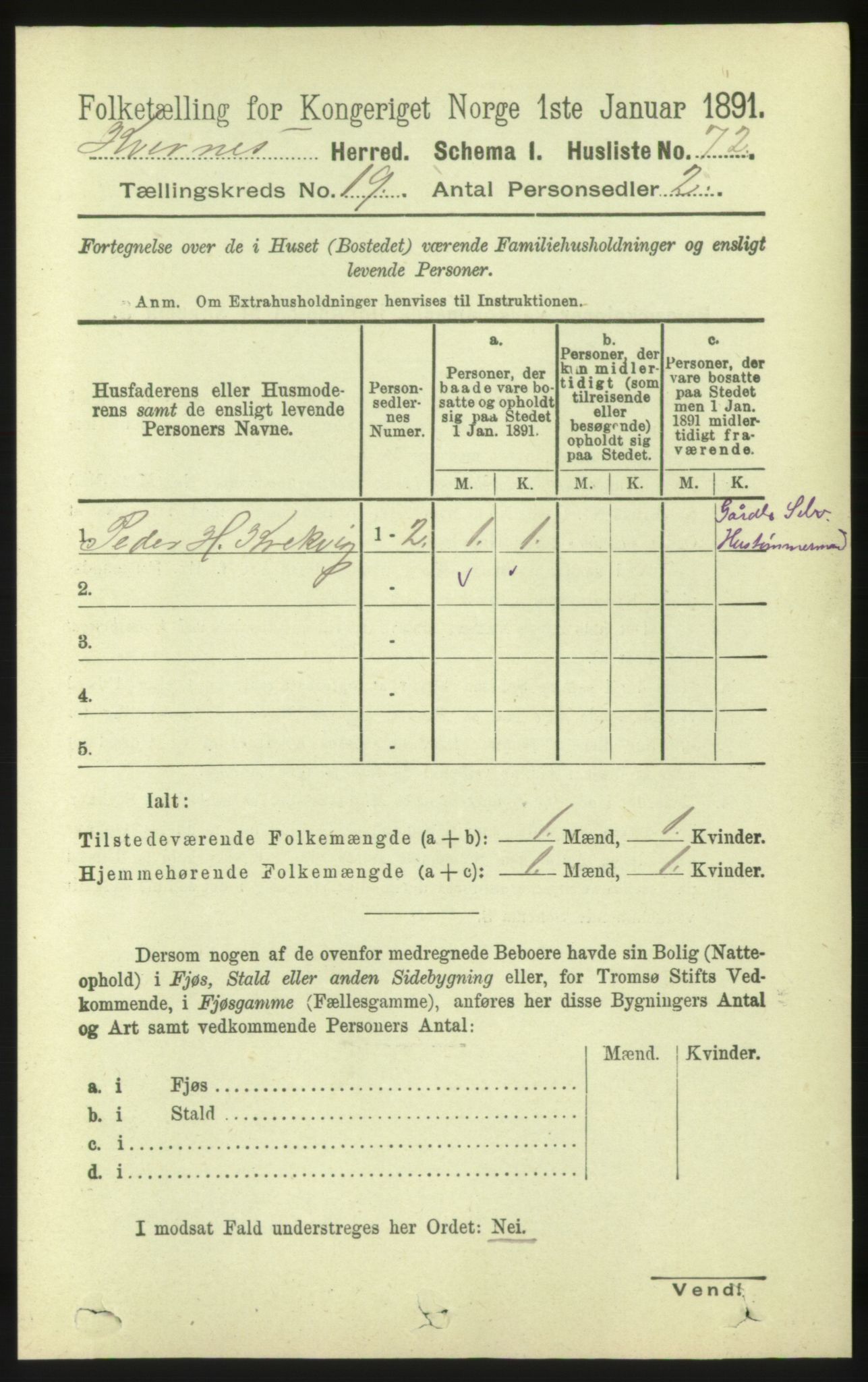 RA, 1891 census for 1553 Kvernes, 1891, p. 8449