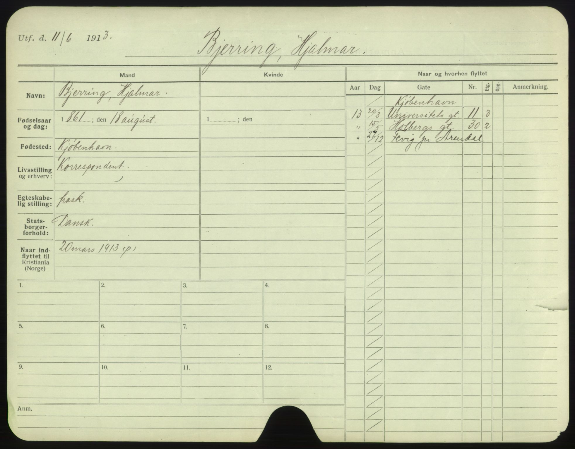 Oslo folkeregister, Registerkort, SAO/A-11715/F/Fa/Fac/L0001: Menn, 1906-1914, p. 1243a