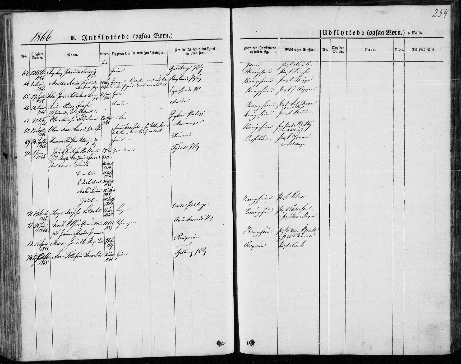 Torvastad sokneprestkontor, AV/SAST-A -101857/H/Ha/Haa/L0011: Parish register (official) no. A 11, 1857-1866, p. 254