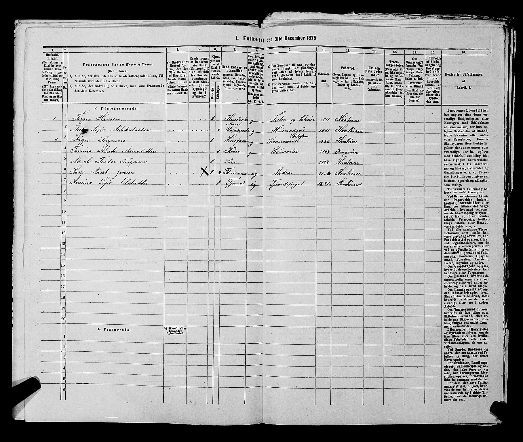 RA, 1875 census for 0111P Hvaler, 1875, p. 964