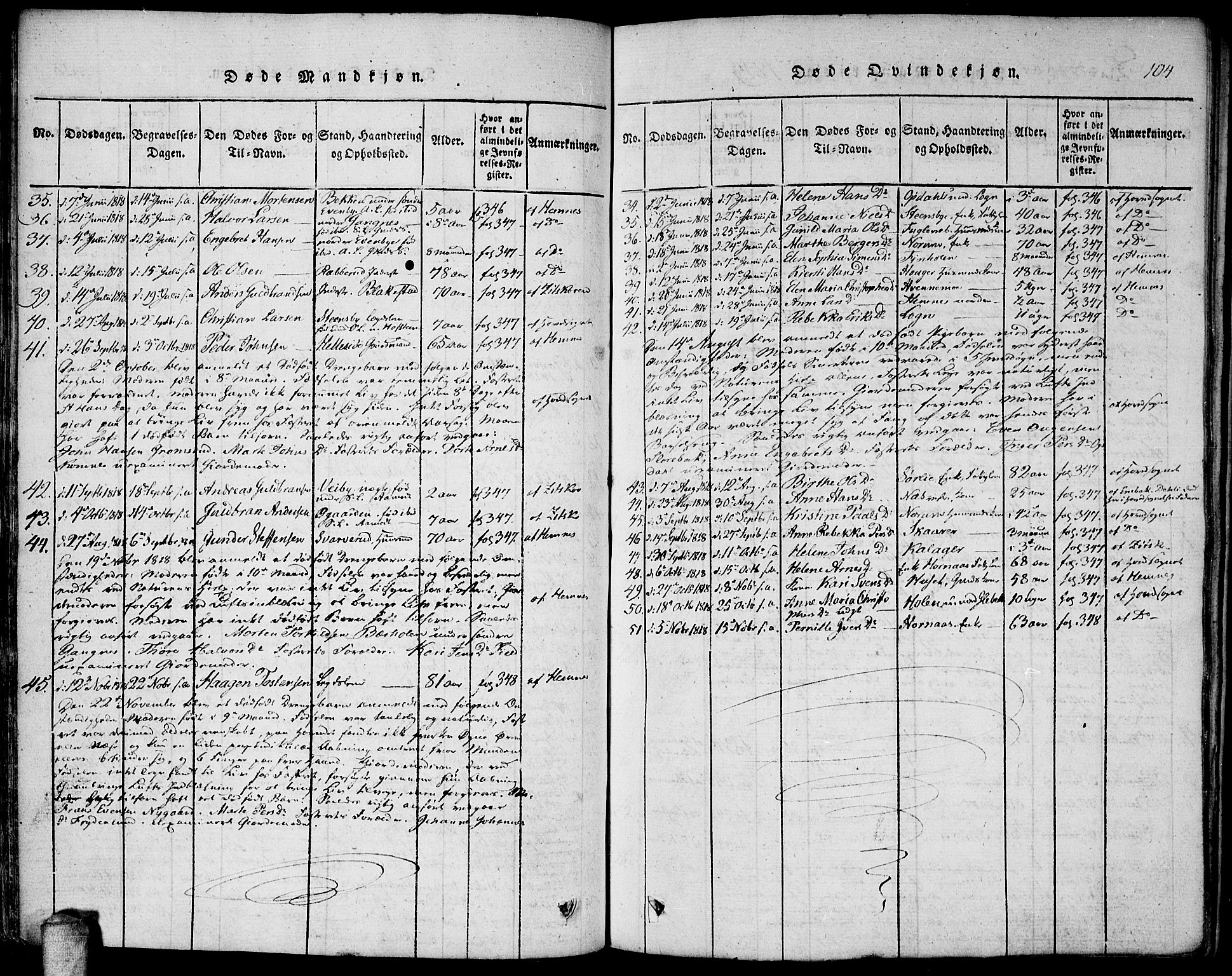 Høland prestekontor Kirkebøker, SAO/A-10346a/F/Fa/L0007: Parish register (official) no. I 7, 1814-1827, p. 104