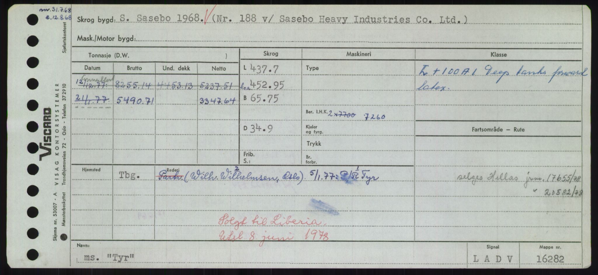 Sjøfartsdirektoratet med forløpere, Skipsmålingen, RA/S-1627/H/Hd/L0039: Fartøy, Ti-Tø, p. 873