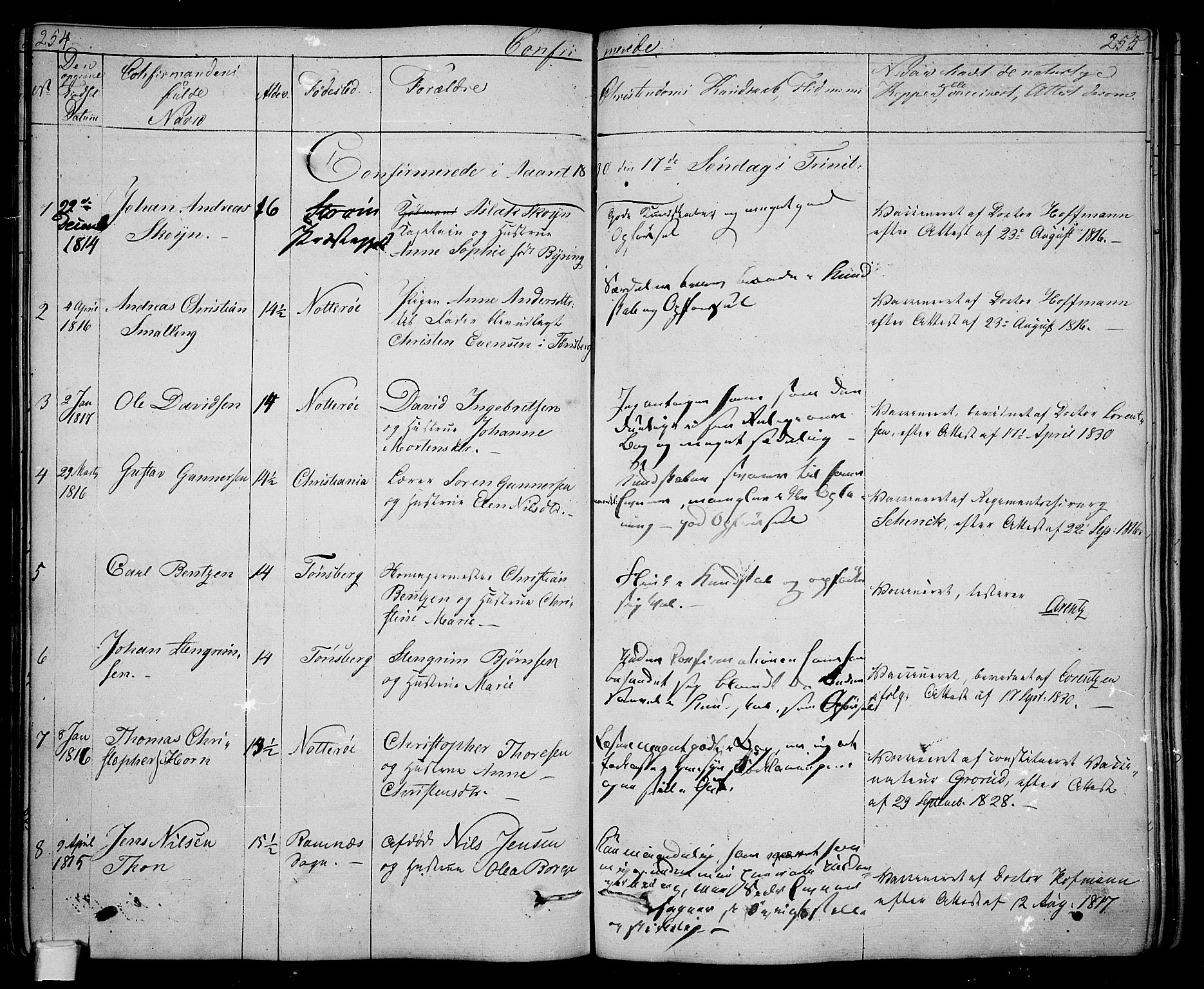 Tønsberg kirkebøker, SAKO/A-330/F/Fa/L0005: Parish register (official) no. I 5, 1827-1836, p. 254-255