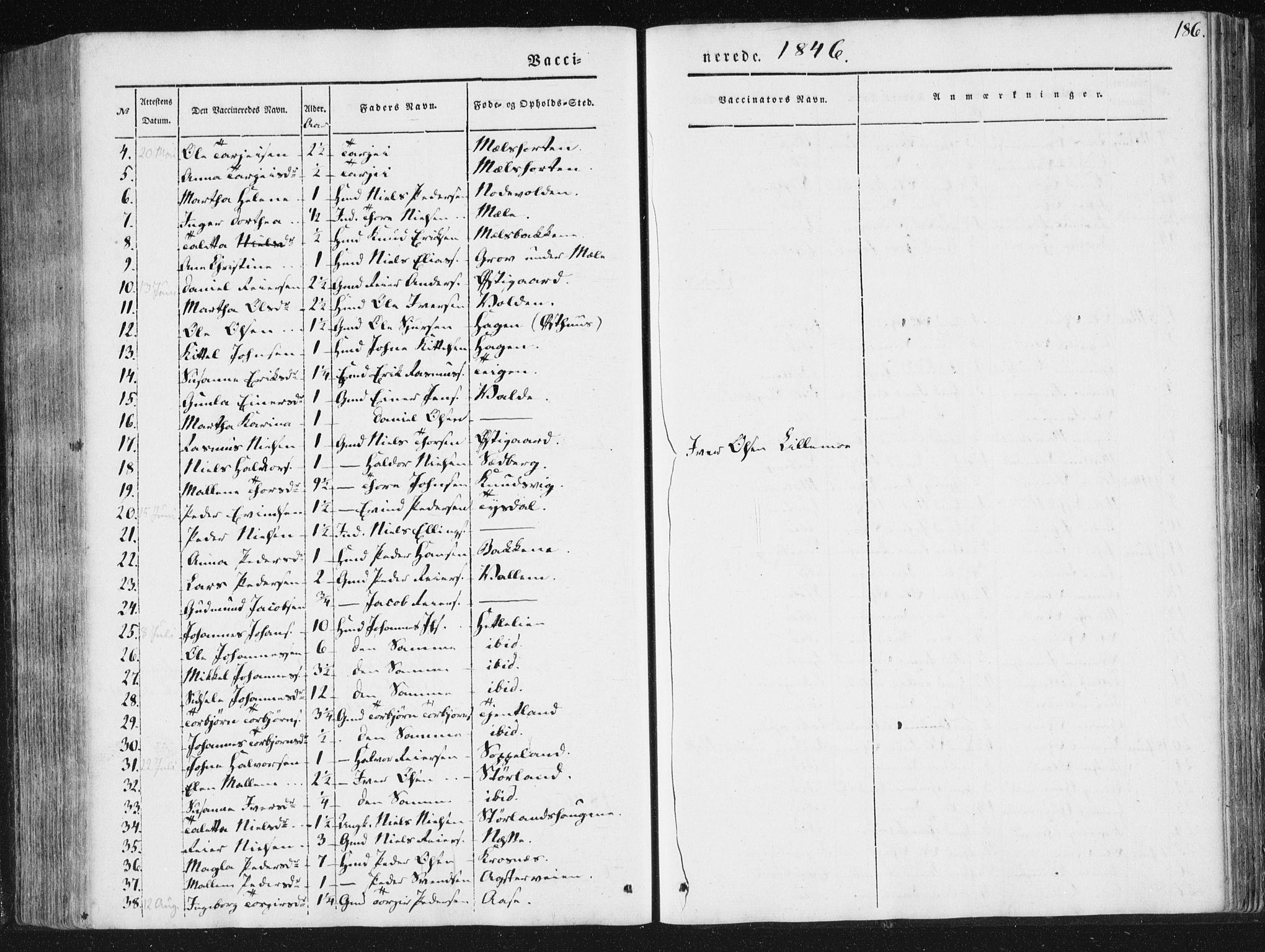 Hjelmeland sokneprestkontor, AV/SAST-A-101843/01/IV/L0008: Parish register (official) no. A 8, 1842-1861, p. 186