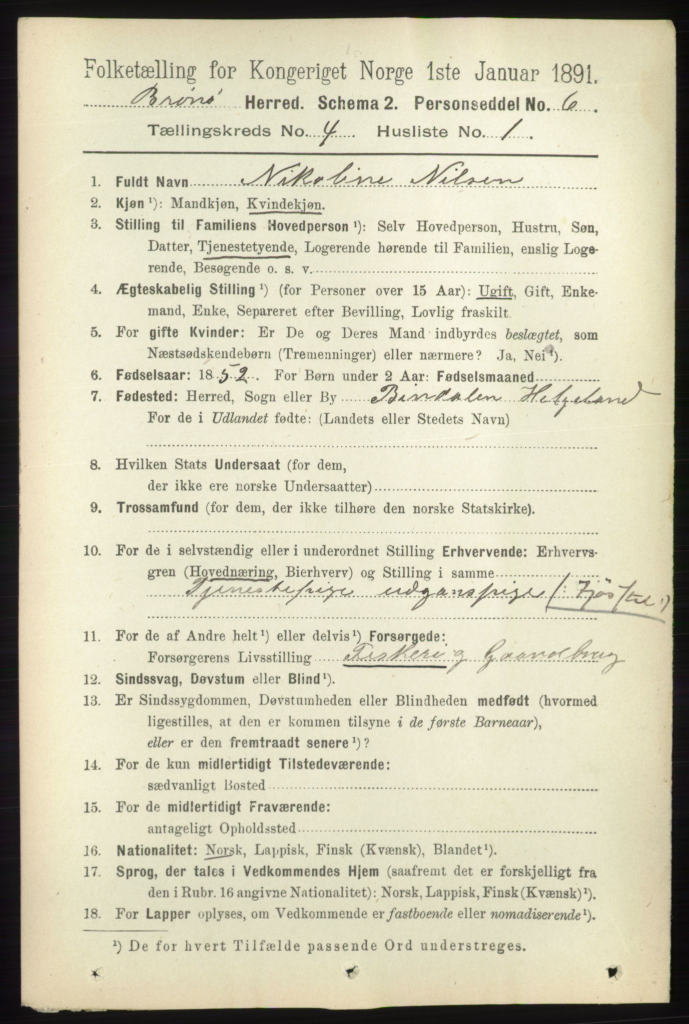 RA, 1891 census for 1814 Brønnøy, 1891, p. 2017