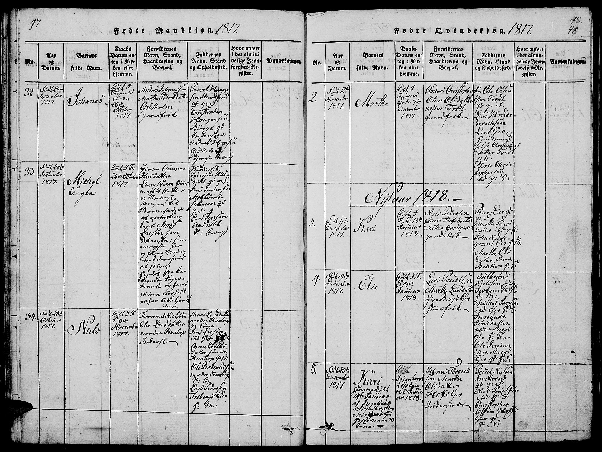 Vang prestekontor, Hedmark, AV/SAH-PREST-008/H/Ha/Hab/L0005: Parish register (copy) no. 5, 1815-1836, p. 47-48