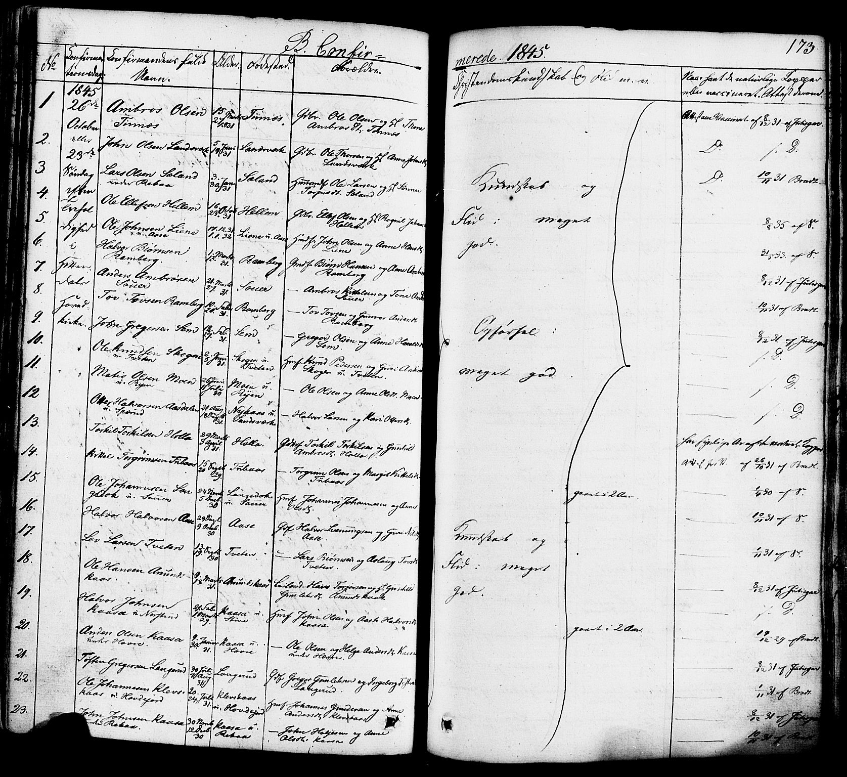 Heddal kirkebøker, SAKO/A-268/F/Fa/L0006: Parish register (official) no. I 6, 1837-1854, p. 173