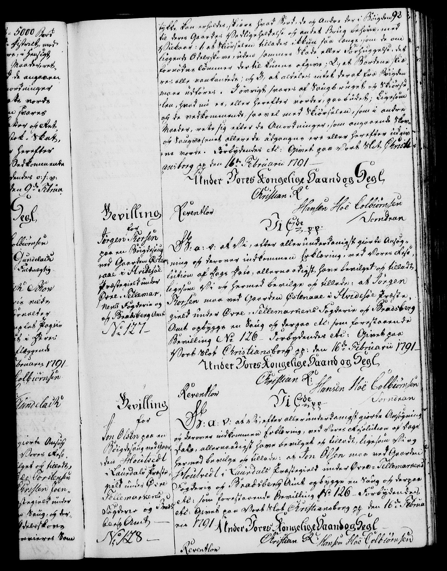 Rentekammeret, Kammerkanselliet, RA/EA-3111/G/Gg/Gga/L0015: Norsk ekspedisjonsprotokoll med register (merket RK 53.15), 1790-1791, p. 92