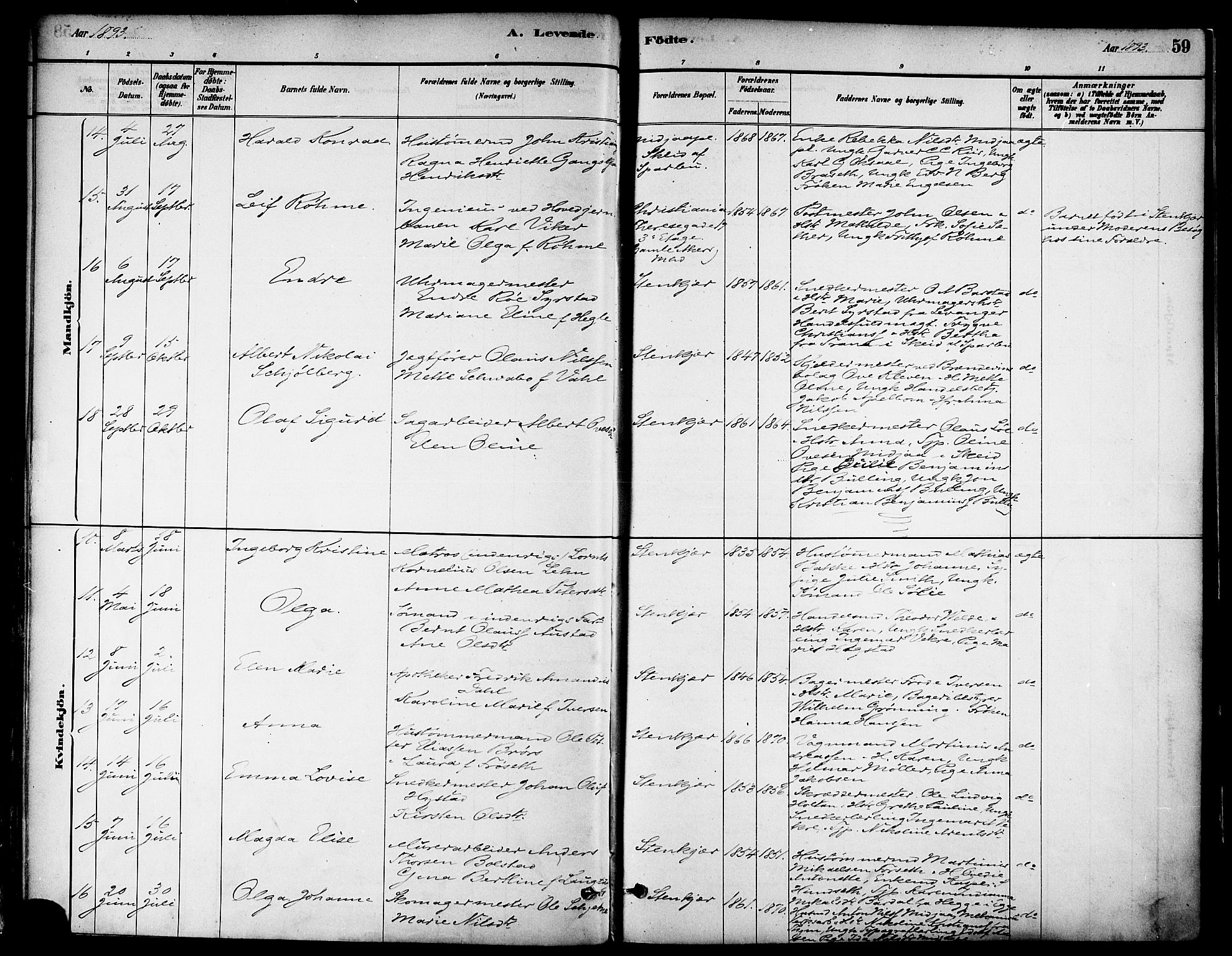 Ministerialprotokoller, klokkerbøker og fødselsregistre - Nord-Trøndelag, SAT/A-1458/739/L0371: Parish register (official) no. 739A03, 1881-1895, p. 59