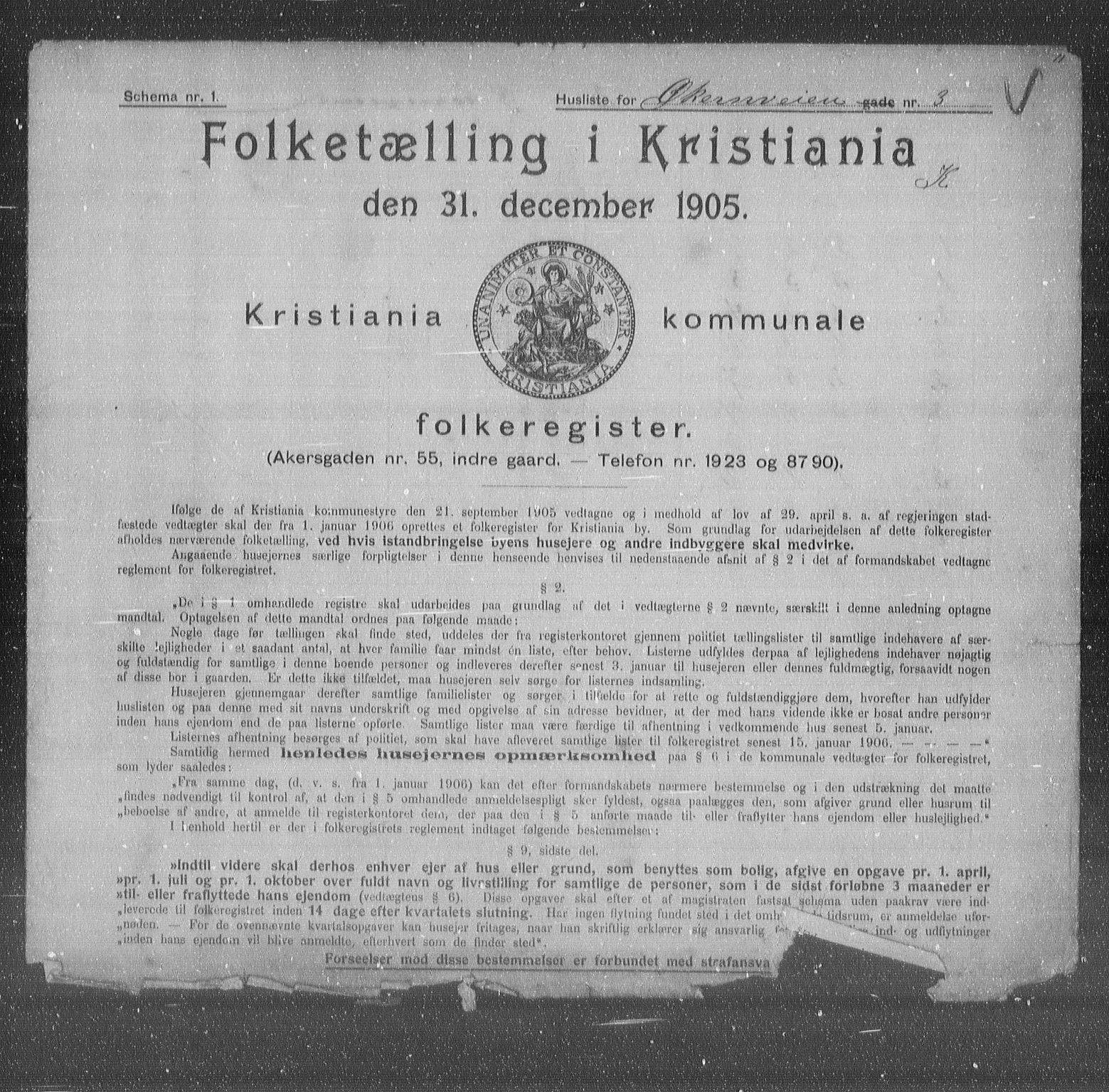 OBA, Municipal Census 1905 for Kristiania, 1905, p. 67681