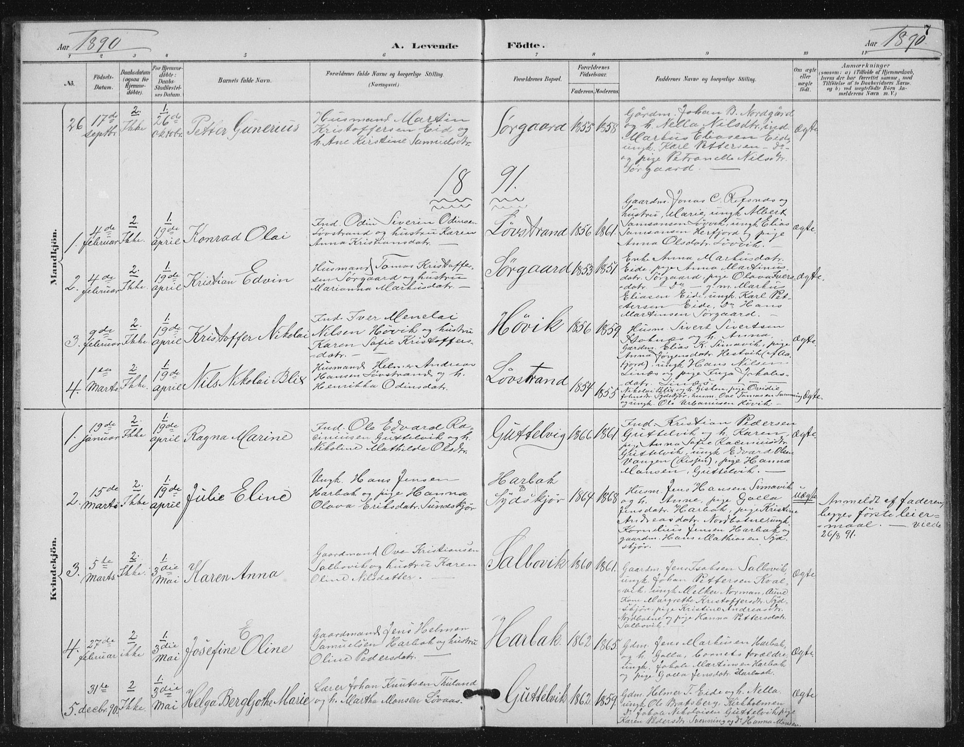 Ministerialprotokoller, klokkerbøker og fødselsregistre - Sør-Trøndelag, AV/SAT-A-1456/656/L0698: Parish register (copy) no. 656C04, 1890-1904, p. 7