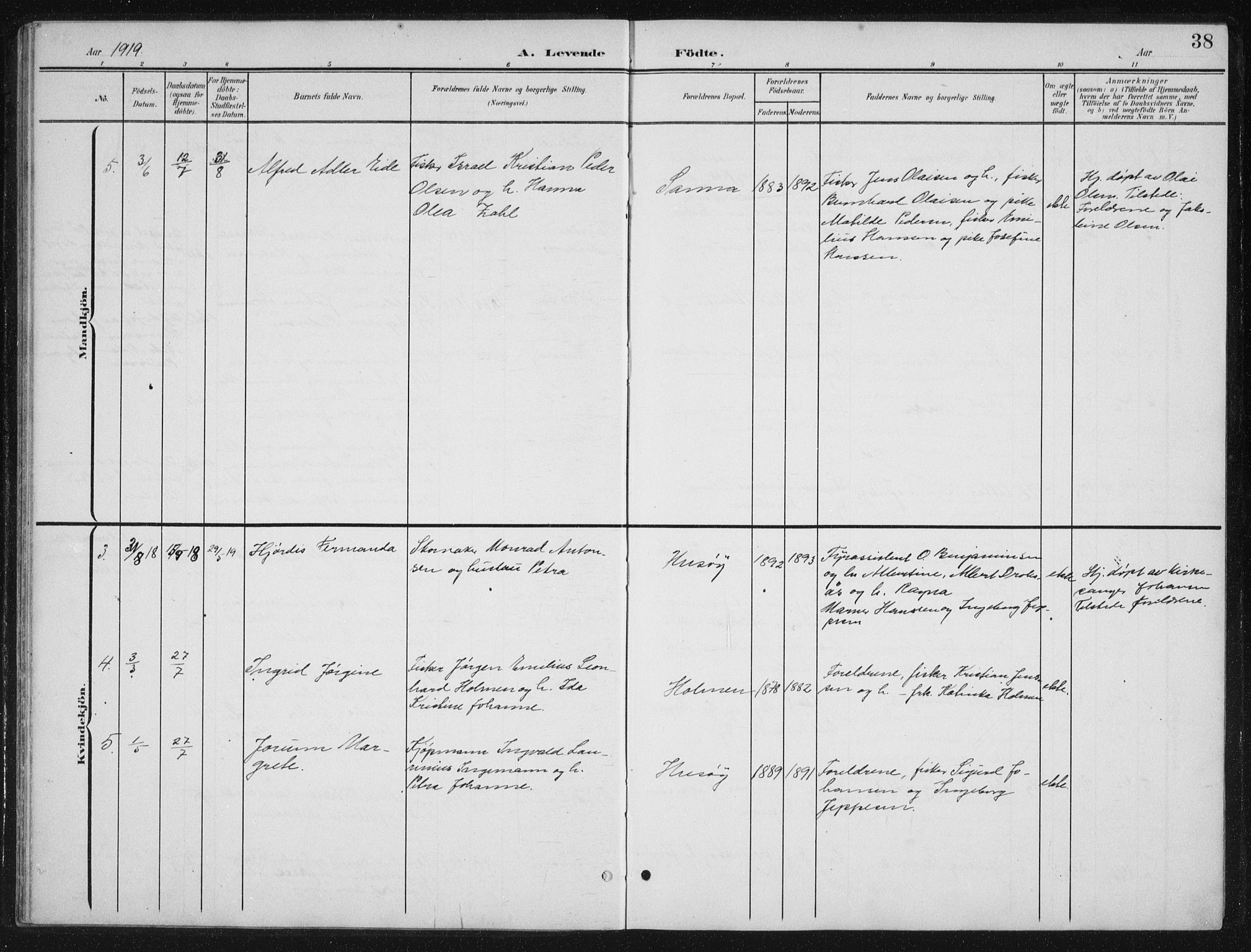 Ministerialprotokoller, klokkerbøker og fødselsregistre - Nordland, SAT/A-1459/840/L0583: Parish register (copy) no. 840C03, 1901-1933, p. 38