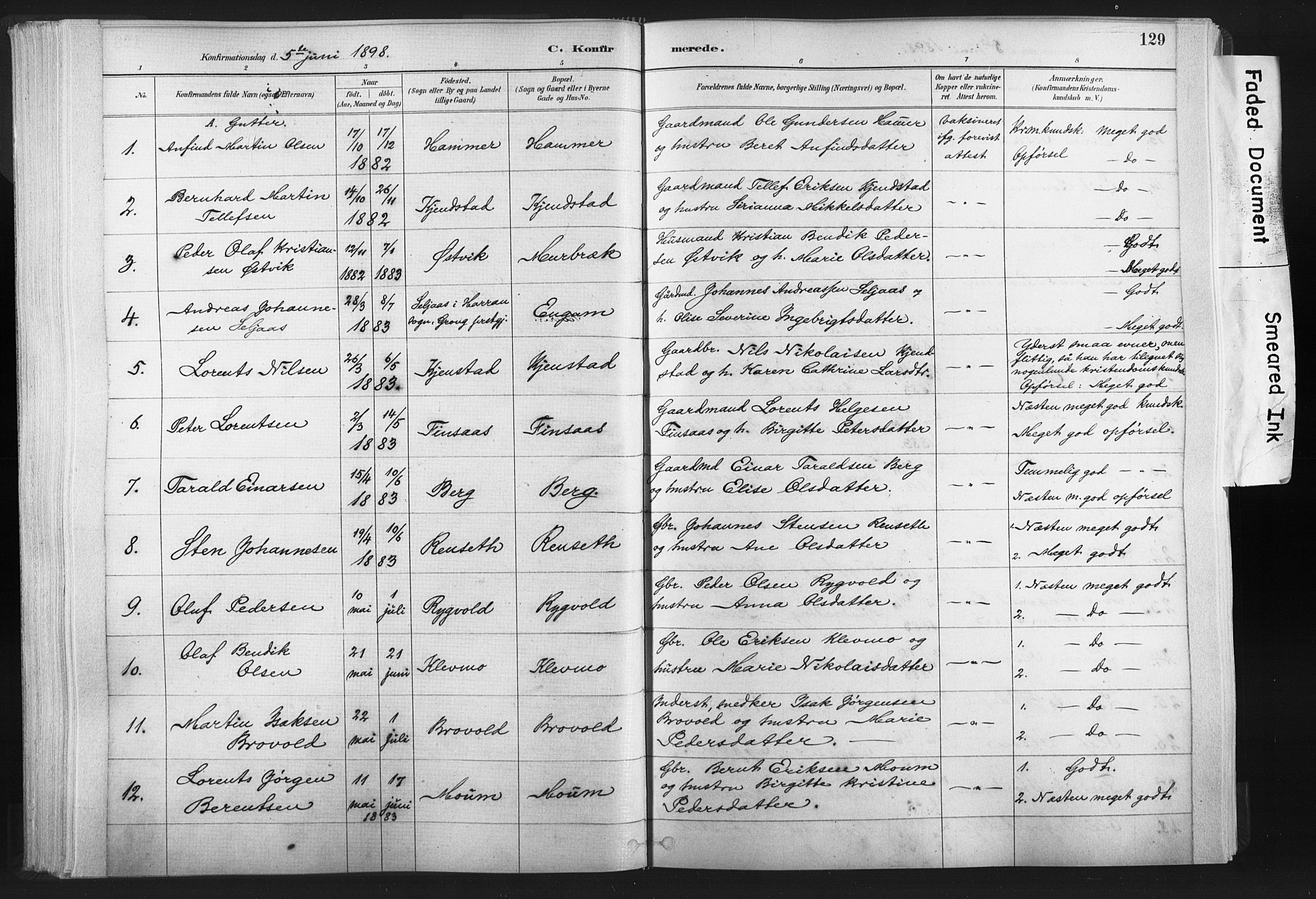 Ministerialprotokoller, klokkerbøker og fødselsregistre - Nord-Trøndelag, SAT/A-1458/749/L0474: Parish register (official) no. 749A08, 1887-1903, p. 129