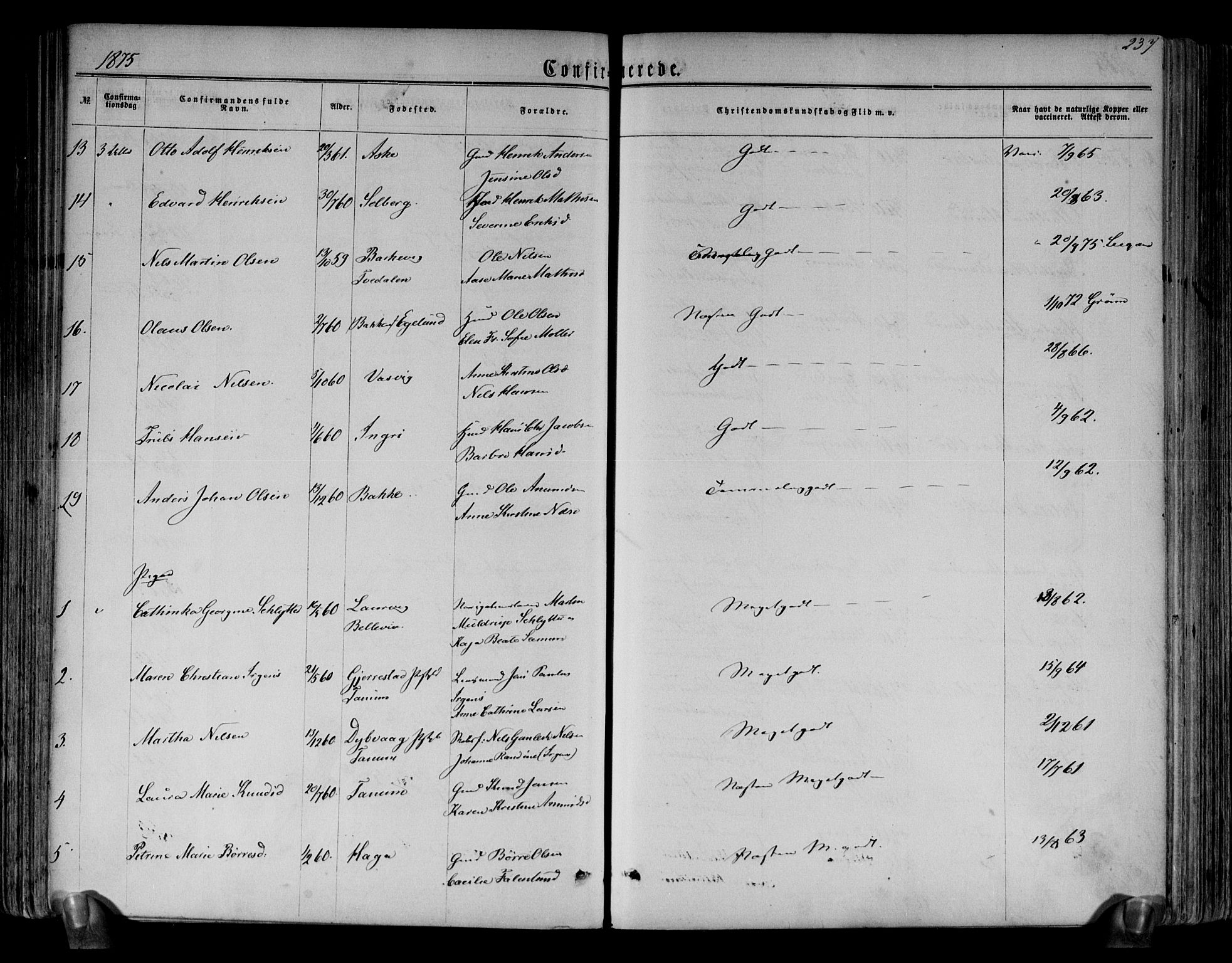 Brunlanes kirkebøker, AV/SAKO-A-342/F/Fa/L0005: Parish register (official) no. I 5, 1862-1877, p. 237