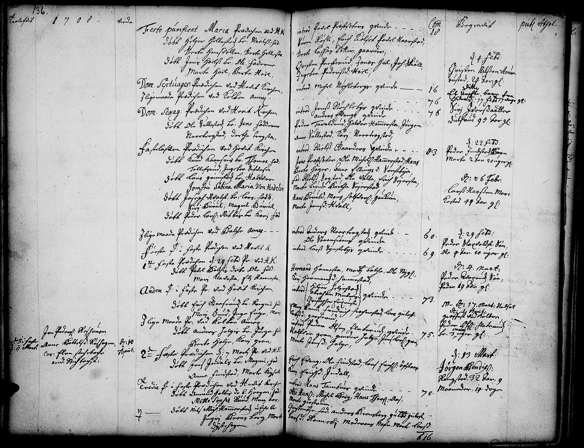 Toten prestekontor, SAH/PREST-102/H/Ha/Haa/L0001: Parish register (official) no. 1, 1695-1713, p. 136