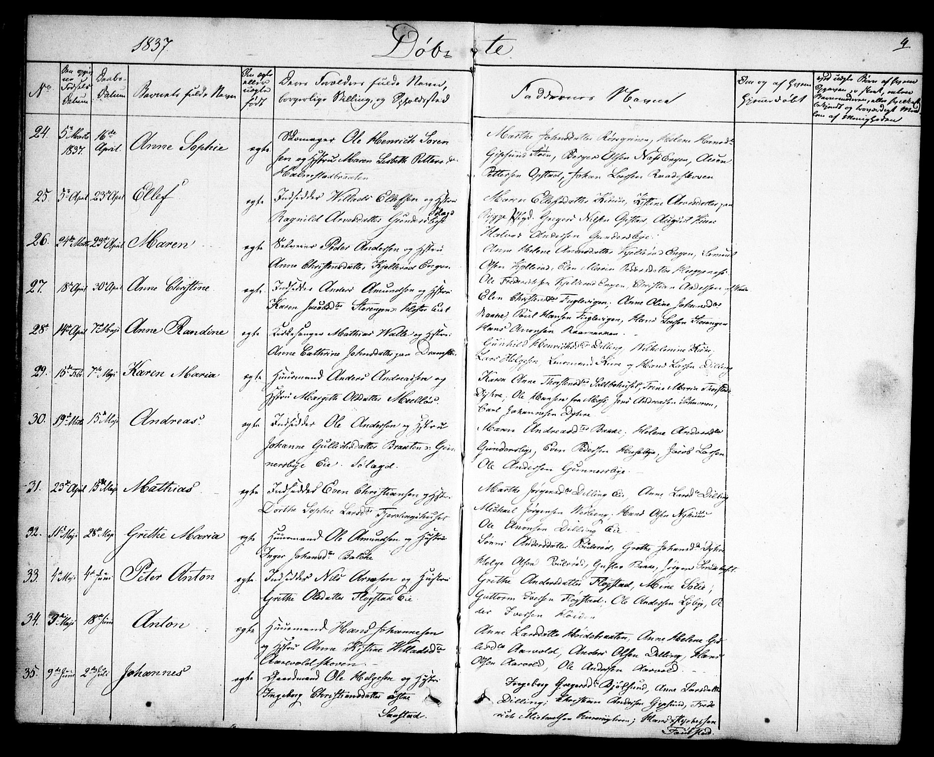 Rygge prestekontor Kirkebøker, SAO/A-10084b/F/Fa/L0004: Parish register (official) no. 4, 1836-1851, p. 4