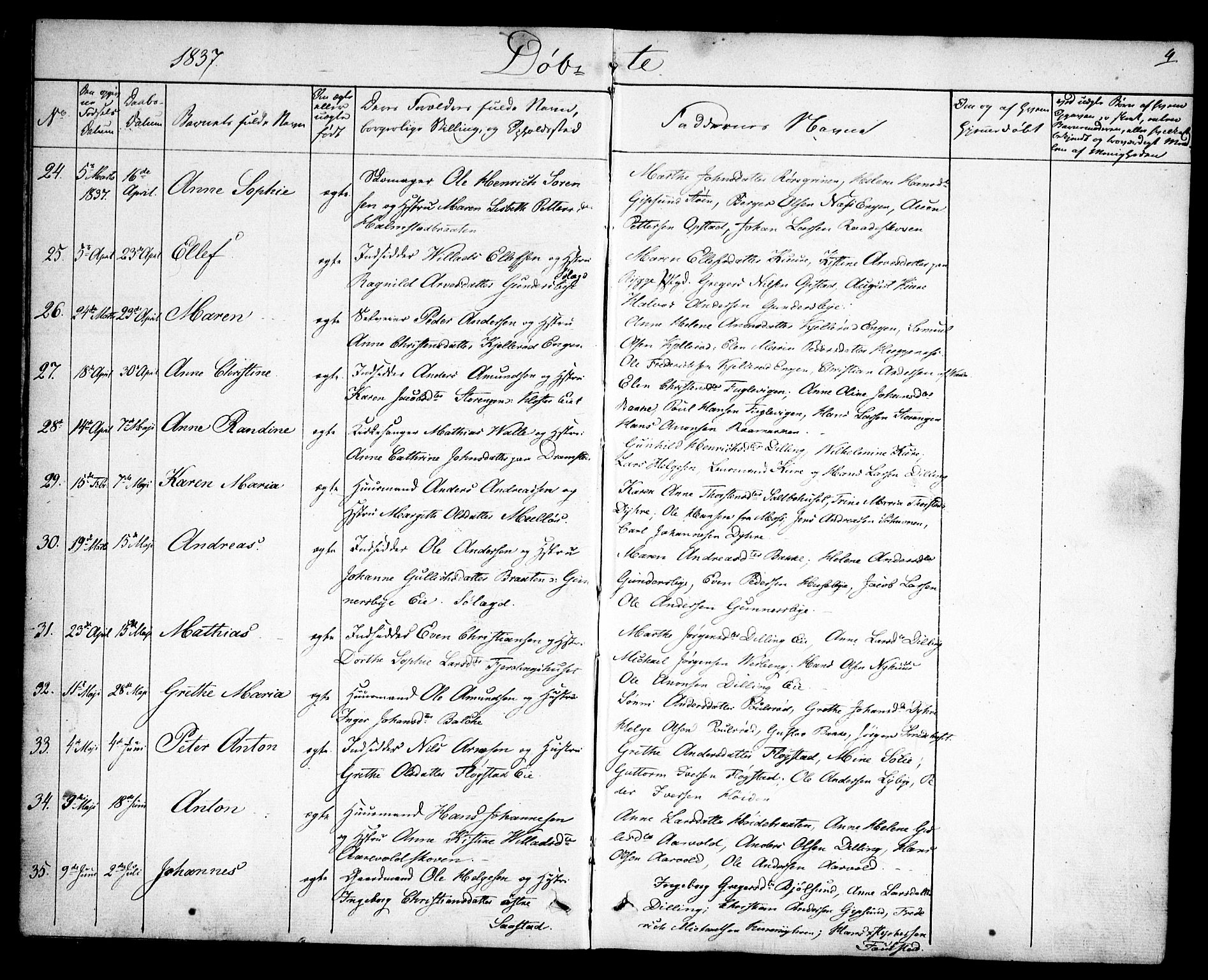 Rygge prestekontor Kirkebøker, AV/SAO-A-10084b/F/Fa/L0004: Parish register (official) no. 4, 1836-1851, p. 4