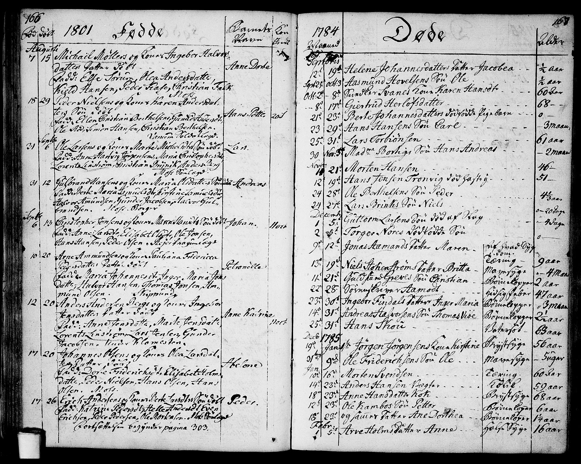 Moss prestekontor Kirkebøker, AV/SAO-A-2003/F/Fa/L0004: Parish register (official) no. I 4, 1784-1808, p. 166-167