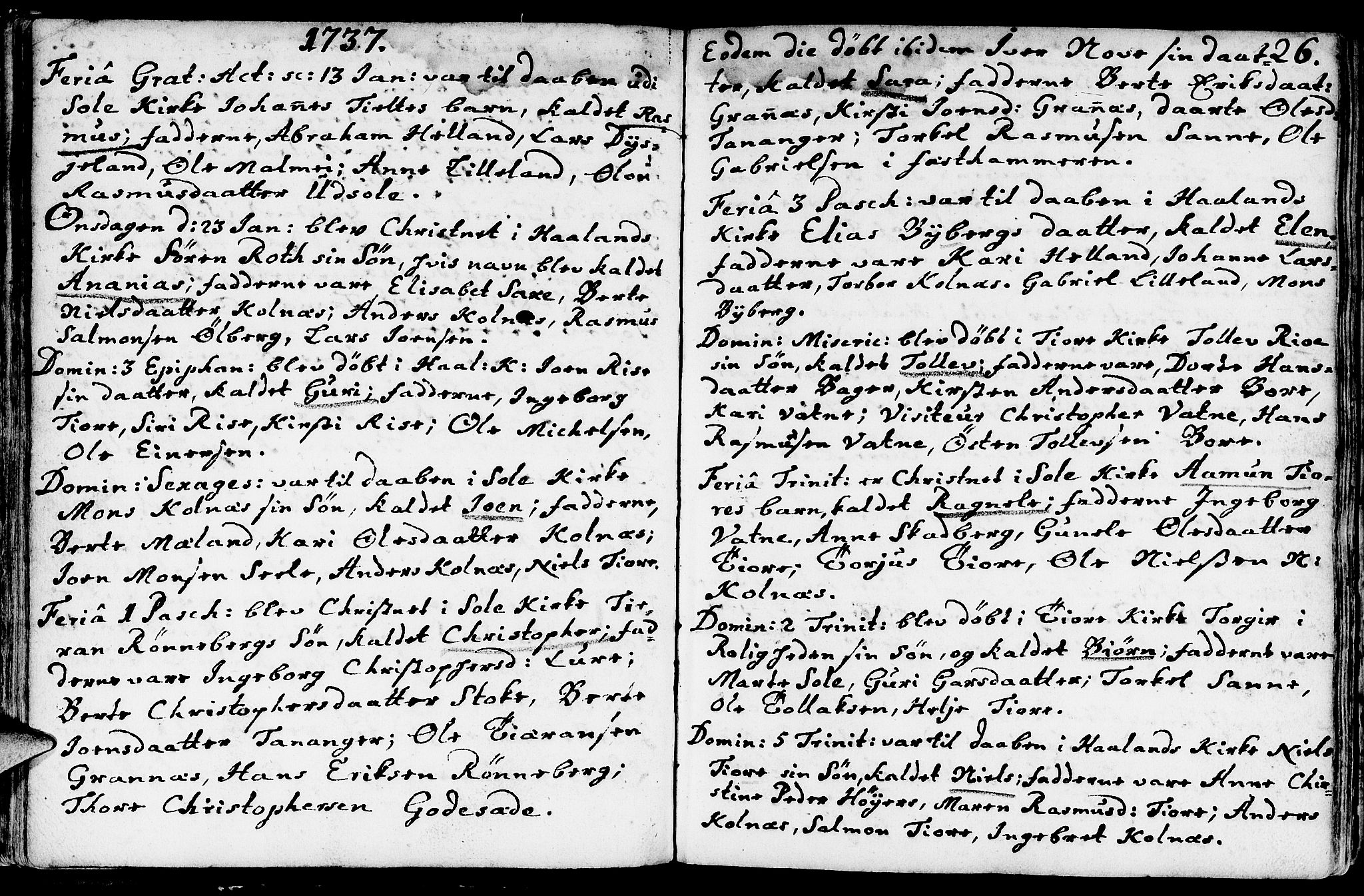 Håland sokneprestkontor, SAST/A-101802/001/30BA/L0002: Parish register (official) no. A 2, 1722-1794, p. 26