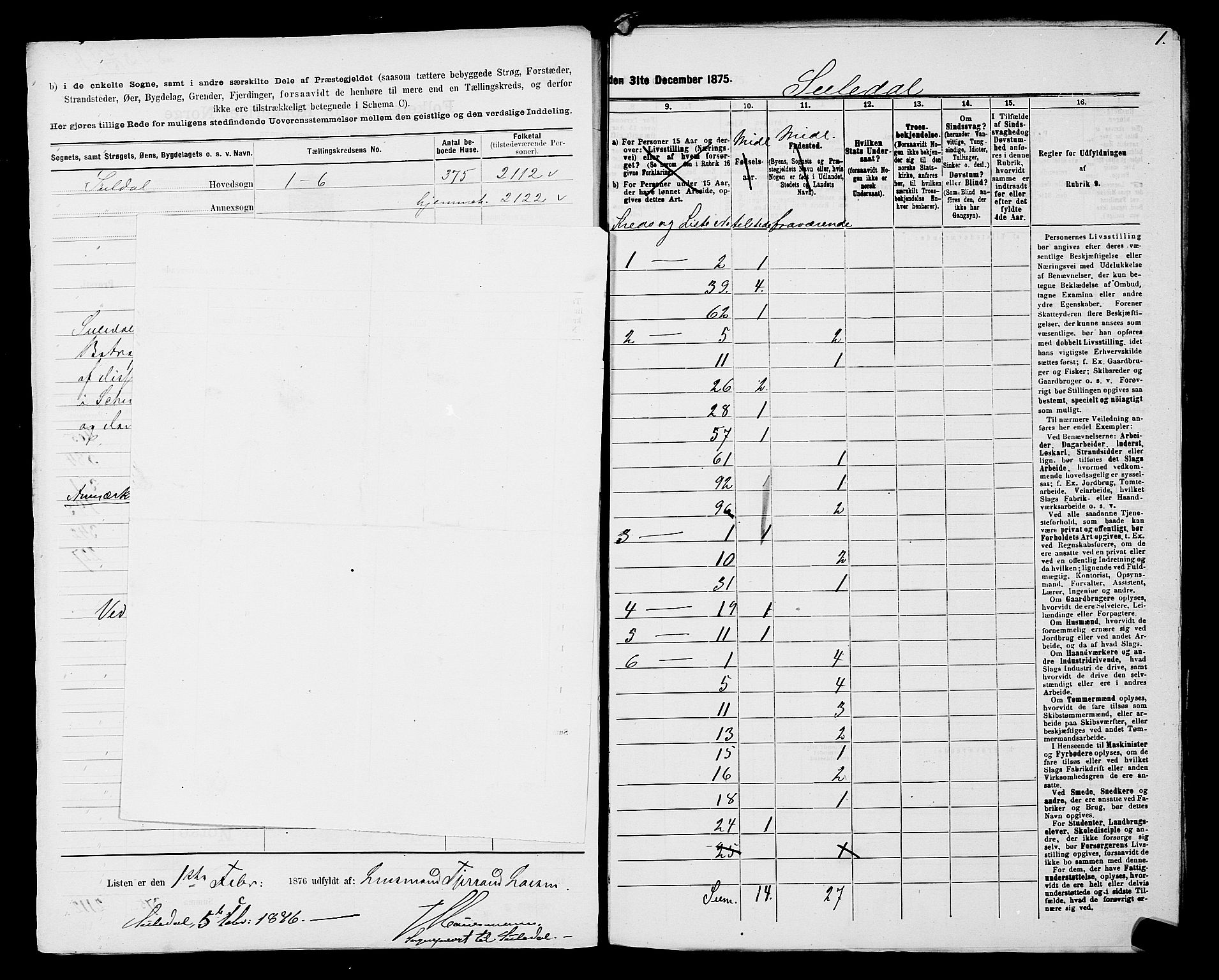 SAST, 1875 census for 1134P Suldal, 1875, p. 4