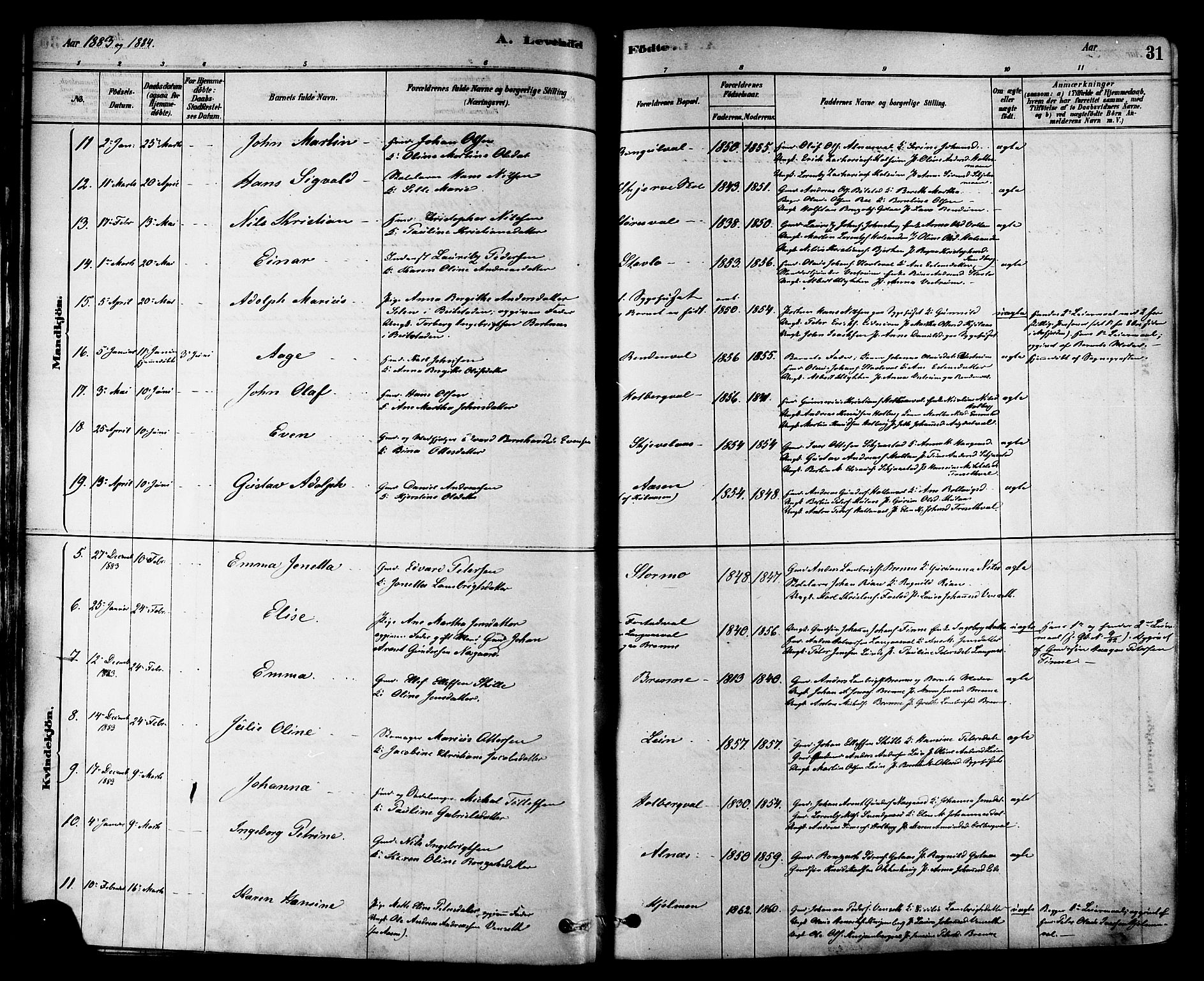 Ministerialprotokoller, klokkerbøker og fødselsregistre - Nord-Trøndelag, SAT/A-1458/717/L0159: Parish register (official) no. 717A09, 1878-1898, p. 31
