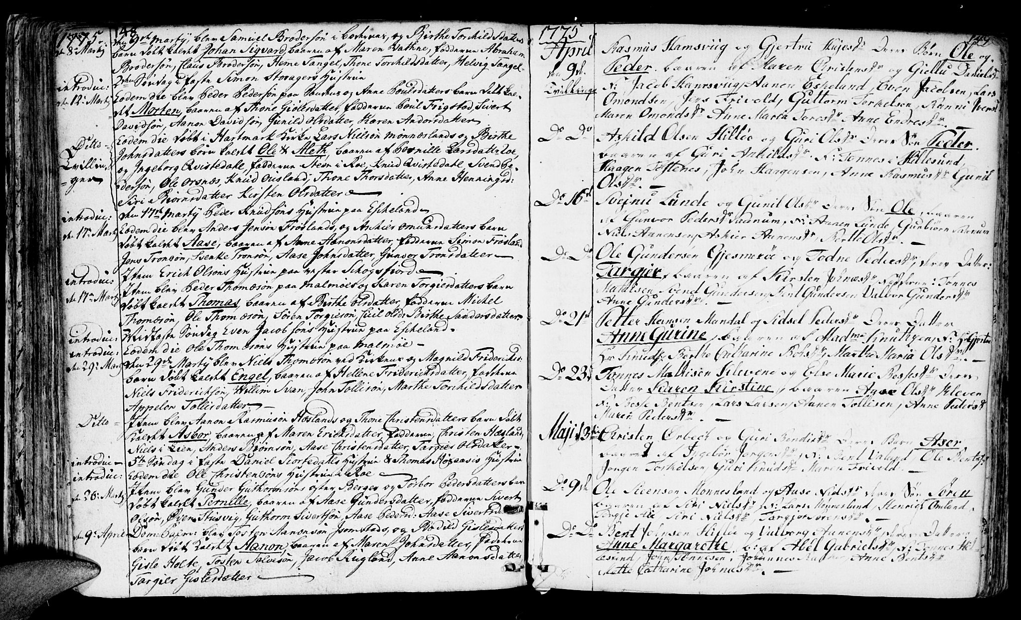 Mandal sokneprestkontor, AV/SAK-1111-0030/F/Fa/Faa/L0003: Parish register (official) no. A 3, 1748-1794, p. 148-149