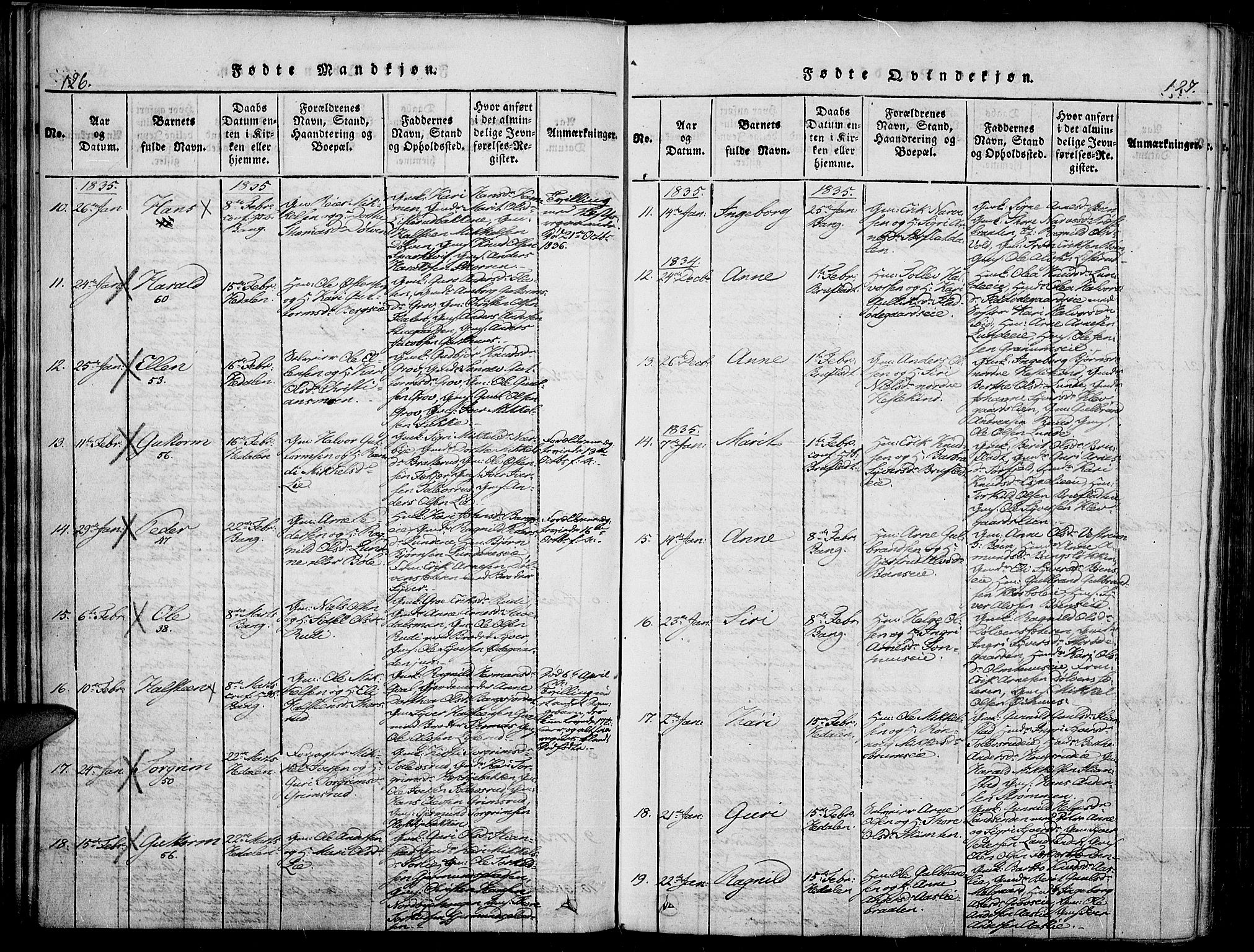 Sør-Aurdal prestekontor, AV/SAH-PREST-128/H/Ha/Haa/L0003: Parish register (official) no. 3, 1825-1840, p. 126-127