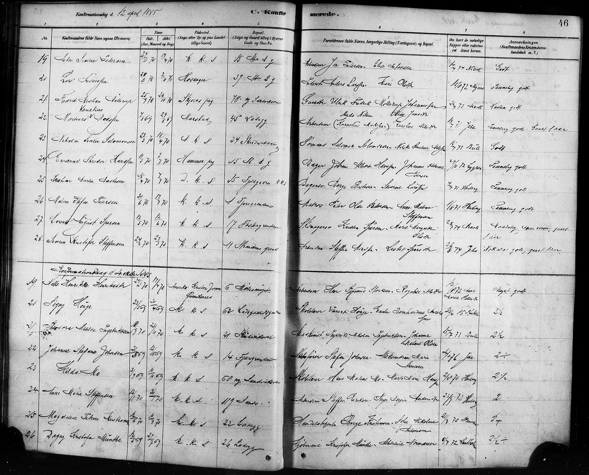 Sandviken Sokneprestembete, SAB/A-77601/H/Ha/L0002: Parish register (official) no. A 2, 1878-1896, p. 46