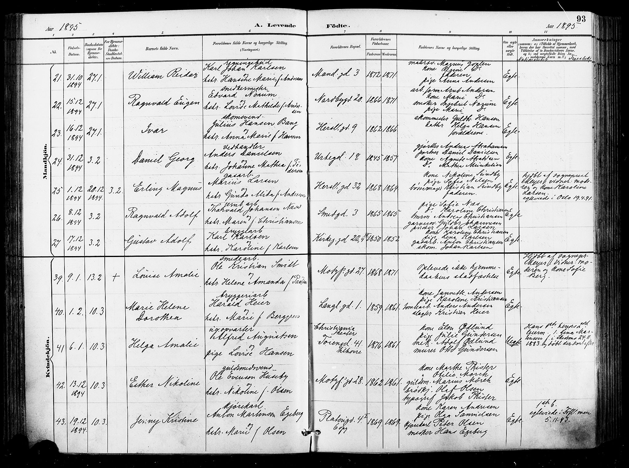 Grønland prestekontor Kirkebøker, AV/SAO-A-10848/F/Fa/L0012: Parish register (official) no. 12, 1893-1900, p. 93