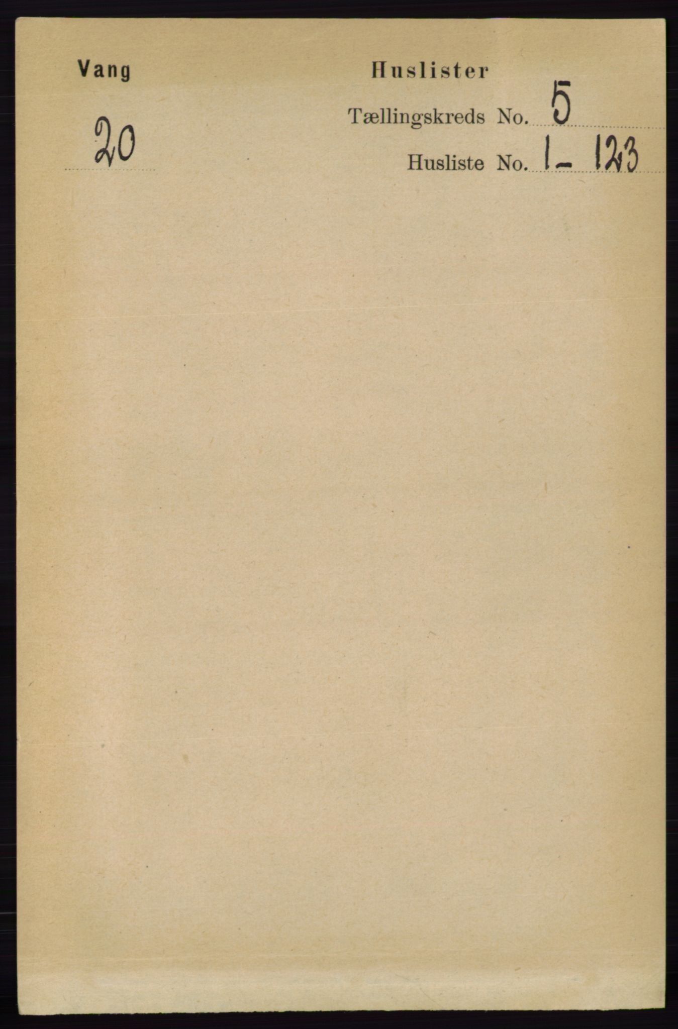 RA, 1891 census for 0414 Vang, 1891, p. 3384