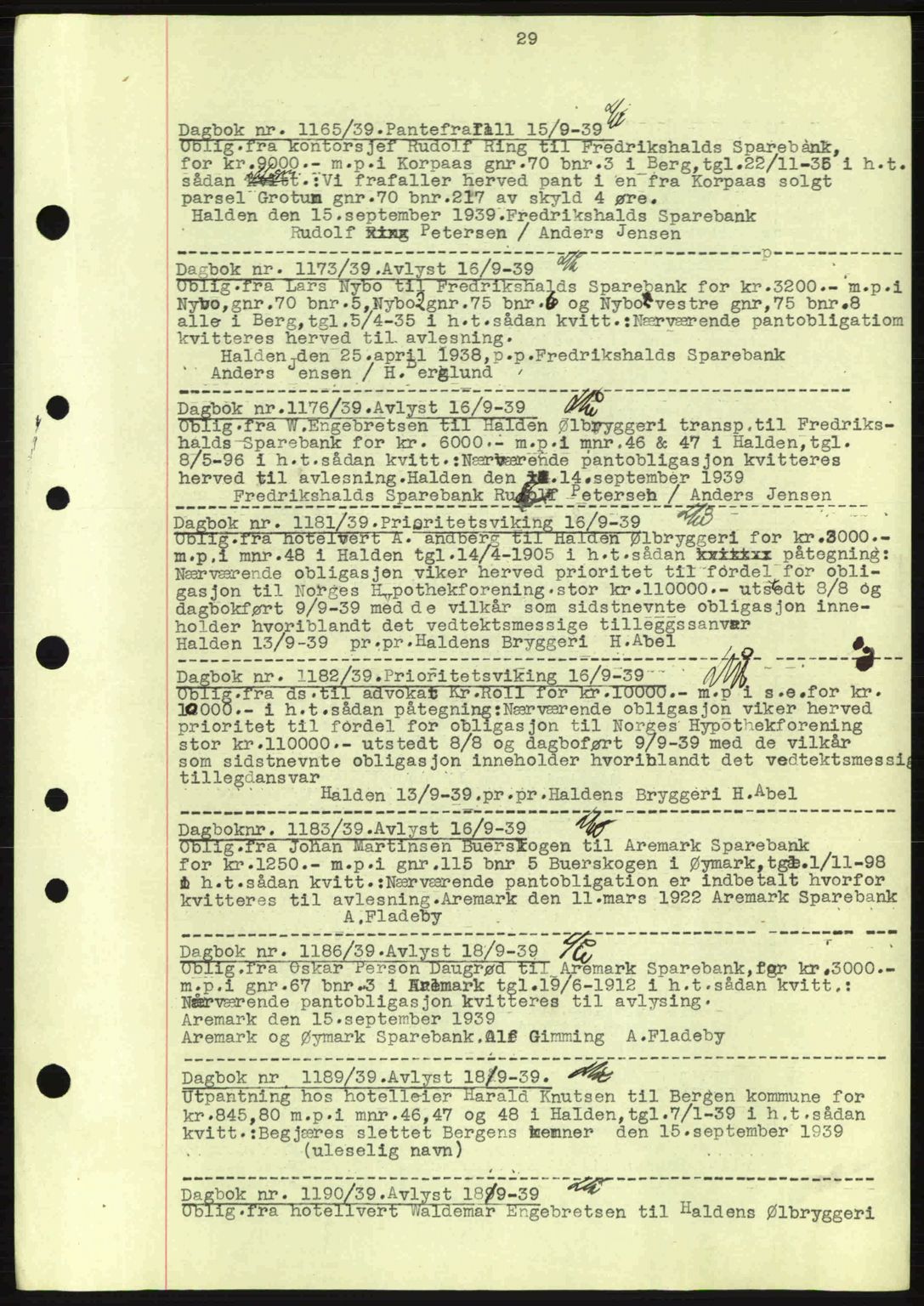 Idd og Marker sorenskriveri, AV/SAO-A-10283/G/Gb/Gbc/L0002: Mortgage book no. B4-9a, 1939-1945, Diary no: : 1165/1939