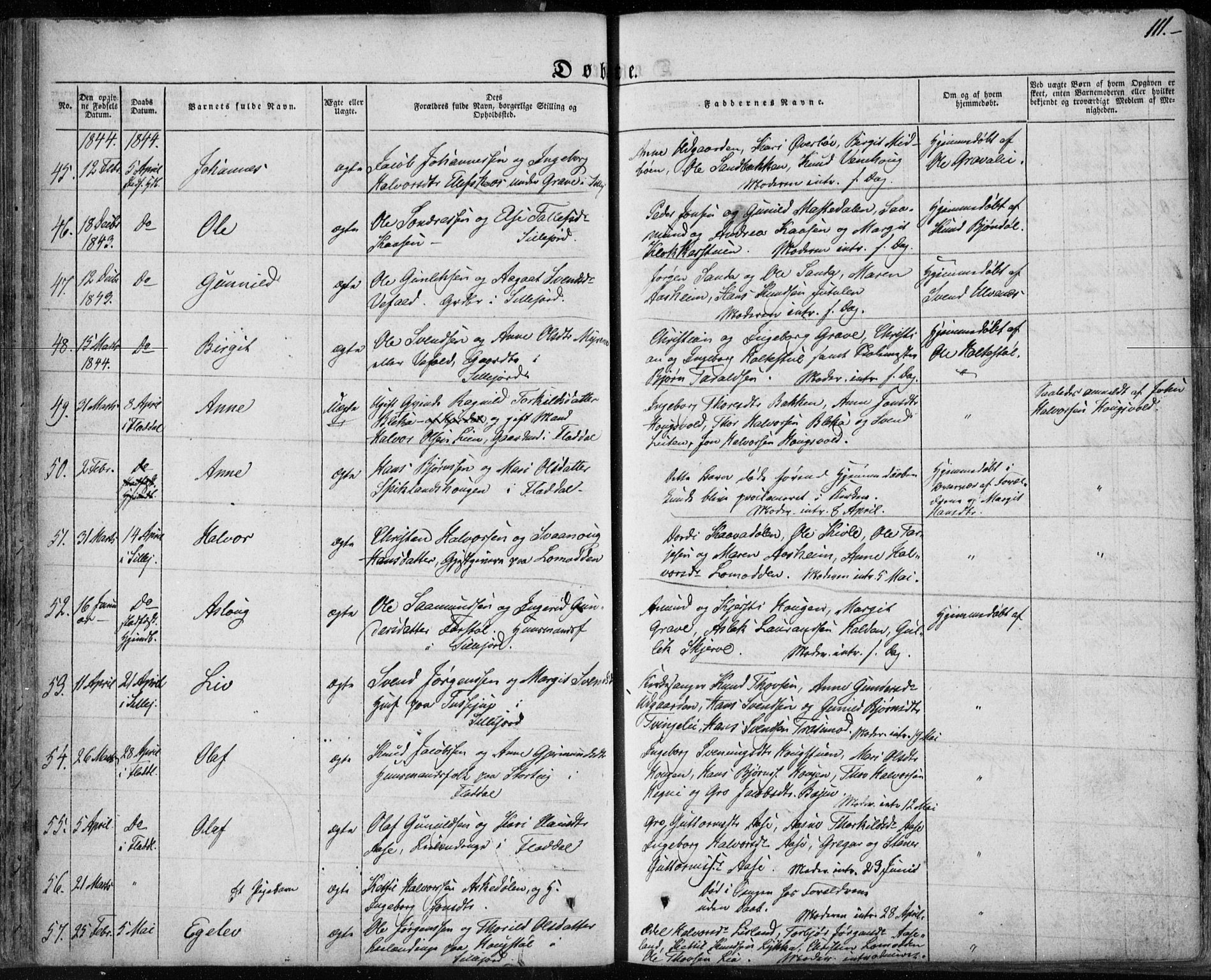 Seljord kirkebøker, AV/SAKO-A-20/F/Fa/L0011: Parish register (official) no. I 11, 1831-1849, p. 111