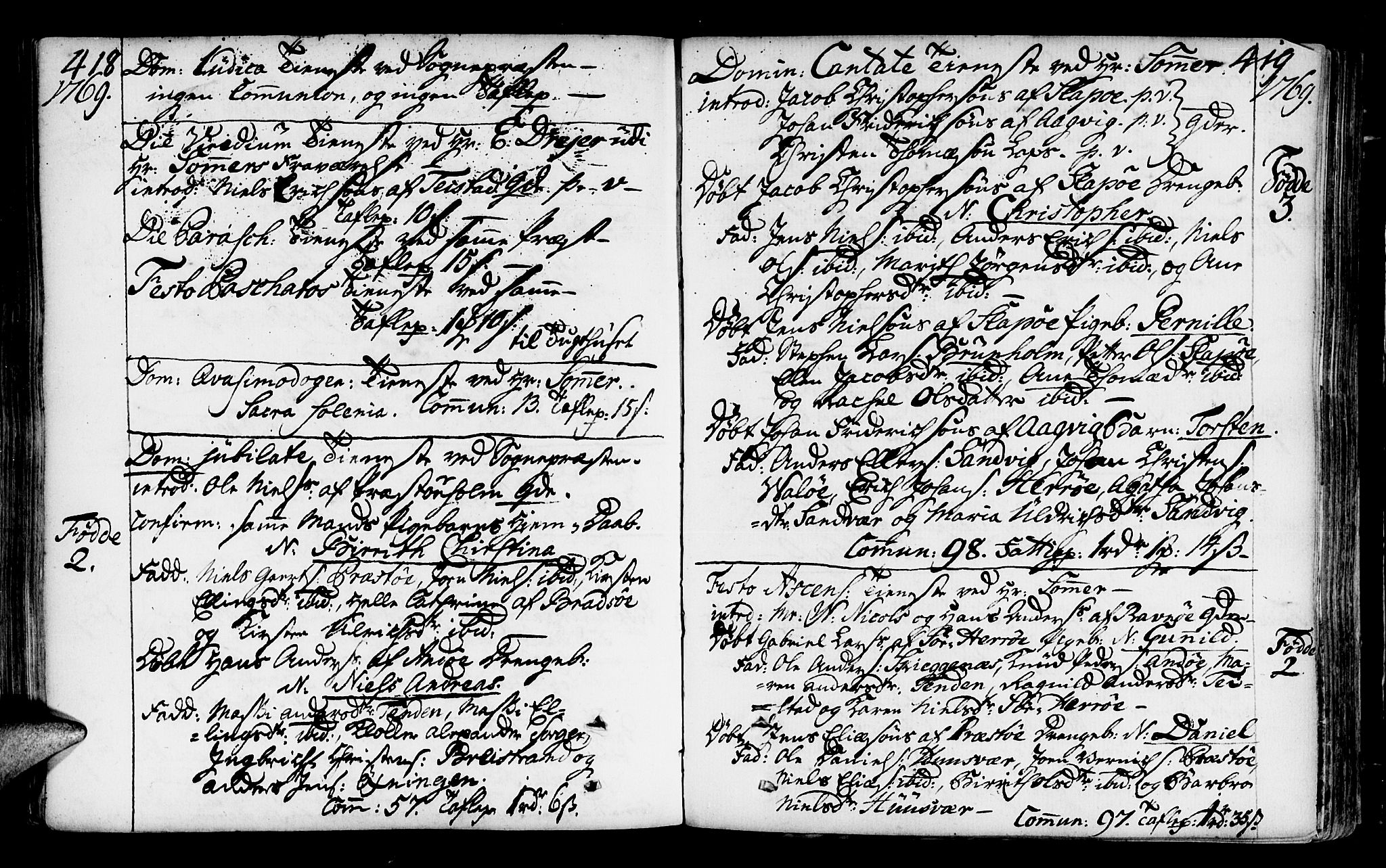 Ministerialprotokoller, klokkerbøker og fødselsregistre - Nordland, AV/SAT-A-1459/817/L0260: Parish register (official) no. 817A02 /2, 1768-1776, p. 418-419