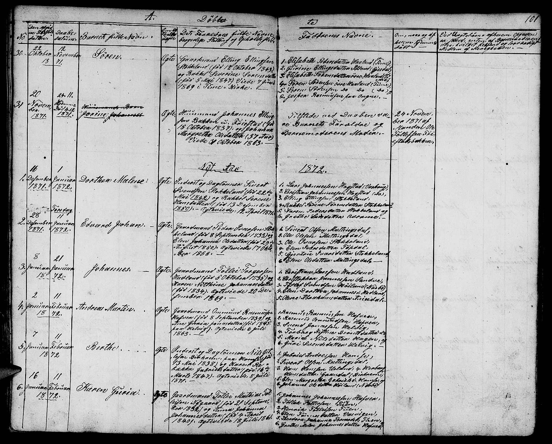 Eigersund sokneprestkontor, SAST/A-101807/S09/L0003: Parish register (copy) no. B 3, 1846-1875, p. 101