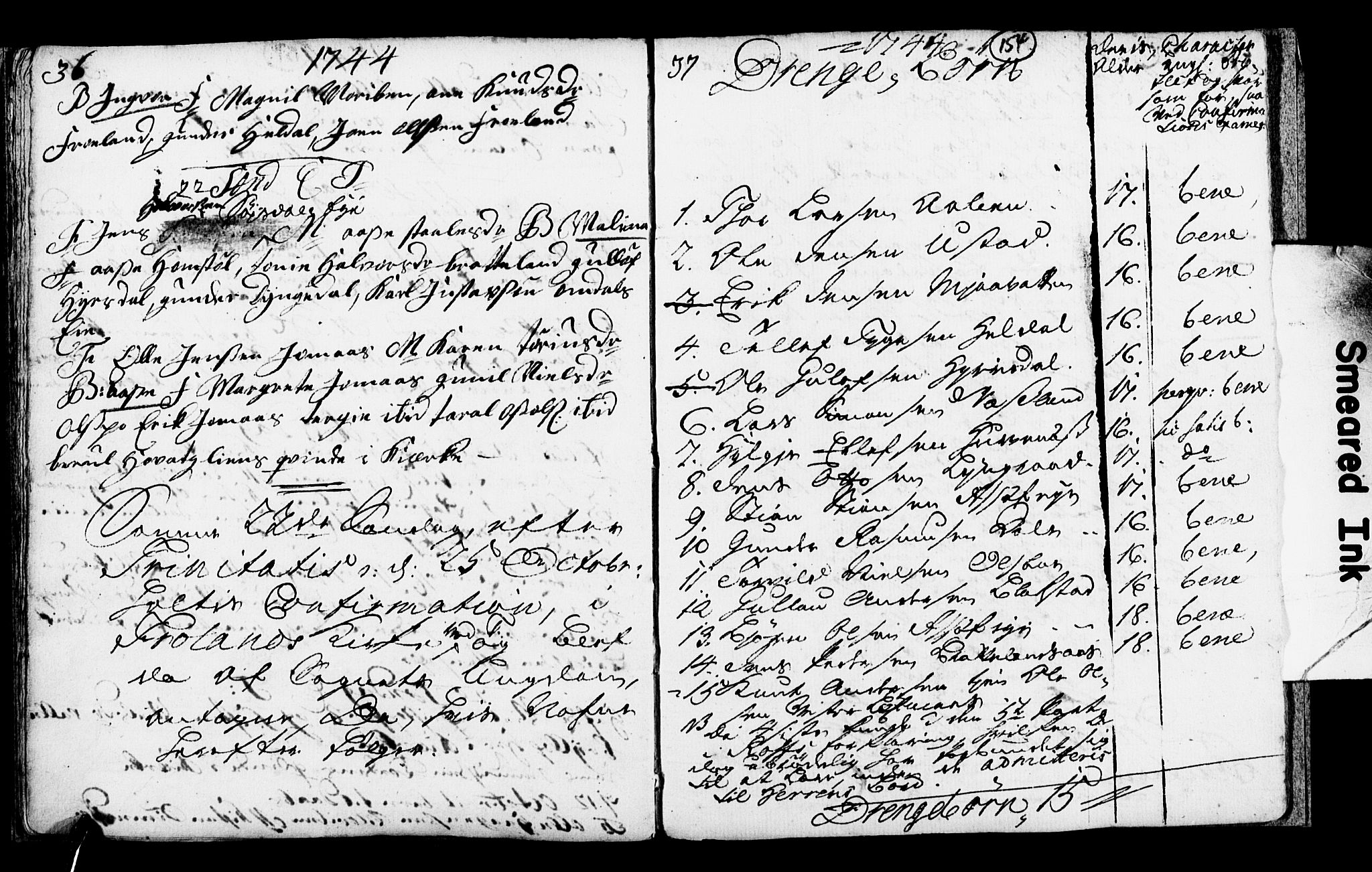 Froland sokneprestkontor, SAK/1111-0013/F/Fb/L0001: Parish register (copy) no. B 1, 1742-1745, p. 36-37