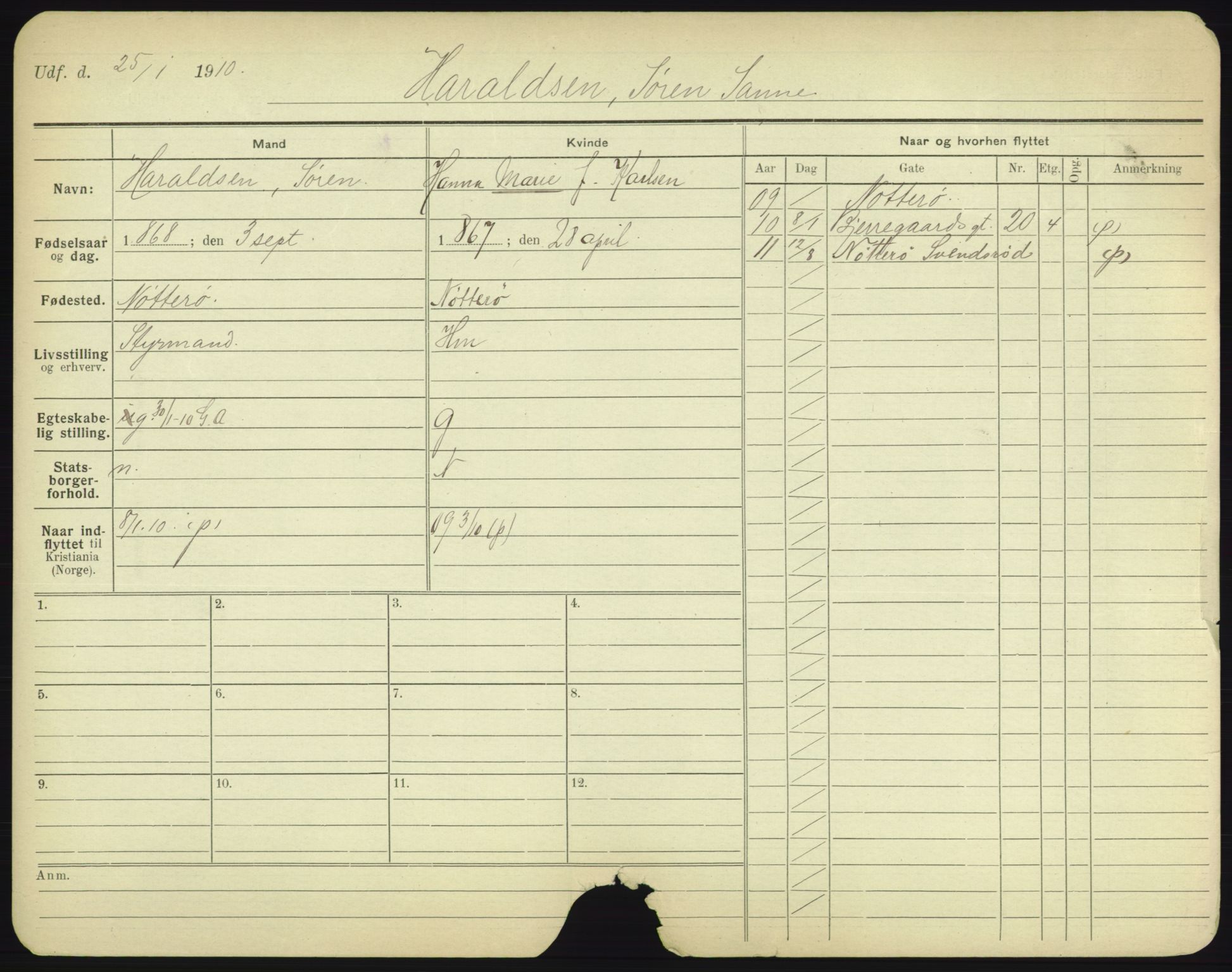 Oslo folkeregister, Registerkort, AV/SAO-A-11715/F/Fa/Fac/L0004: Menn, 1906-1914, p. 376a